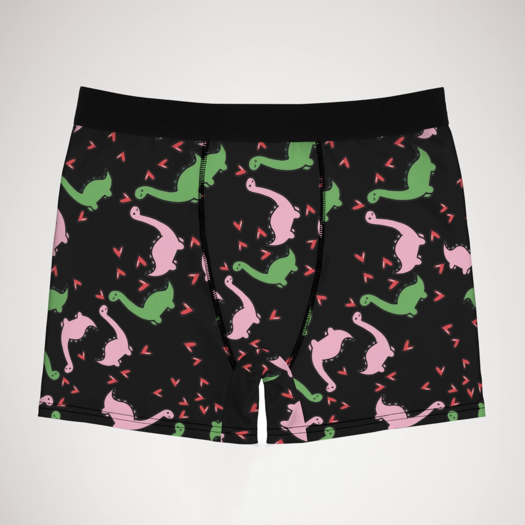 Men's boxer briefs dinosaur valentine heart black