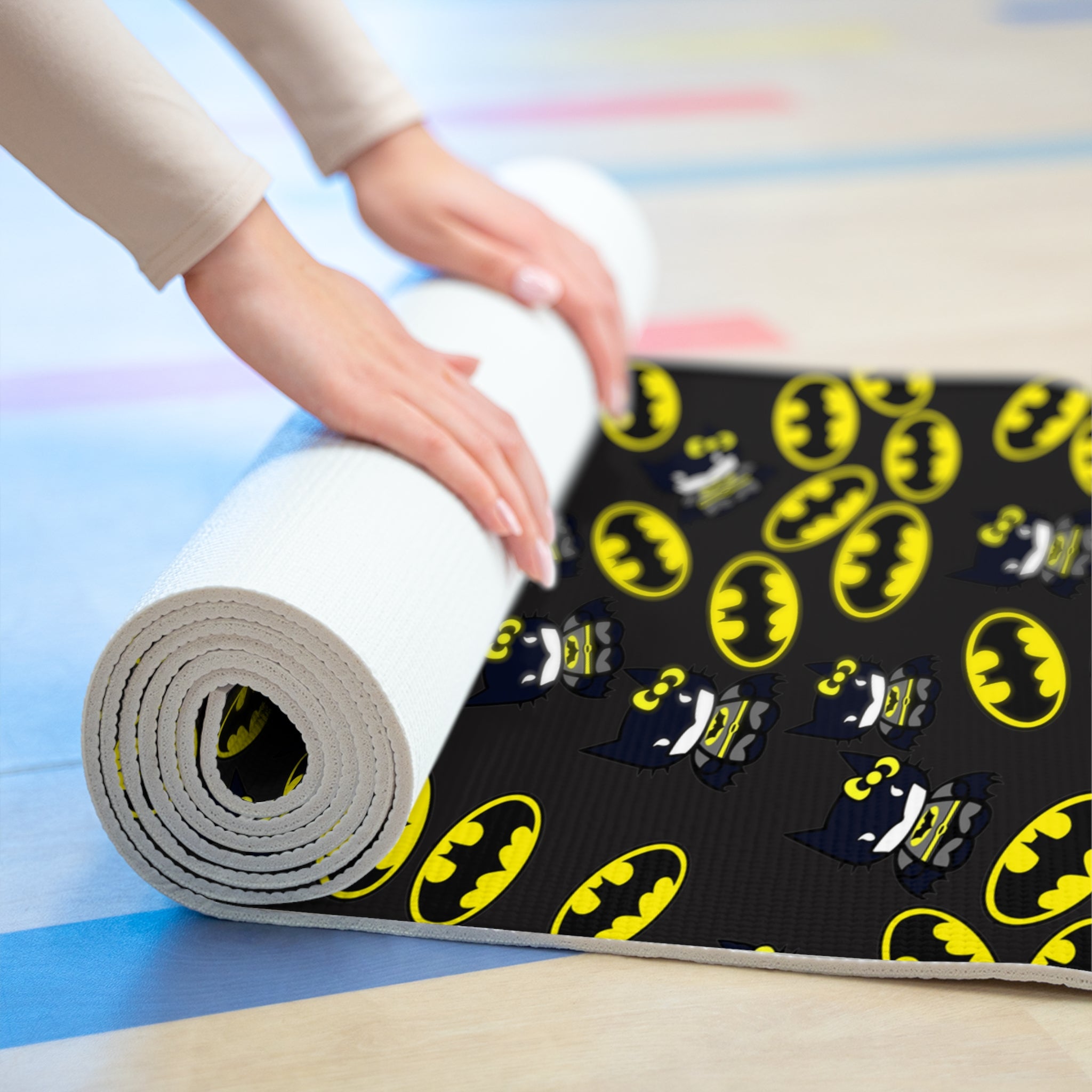 Foam yoga mat batman kitty black