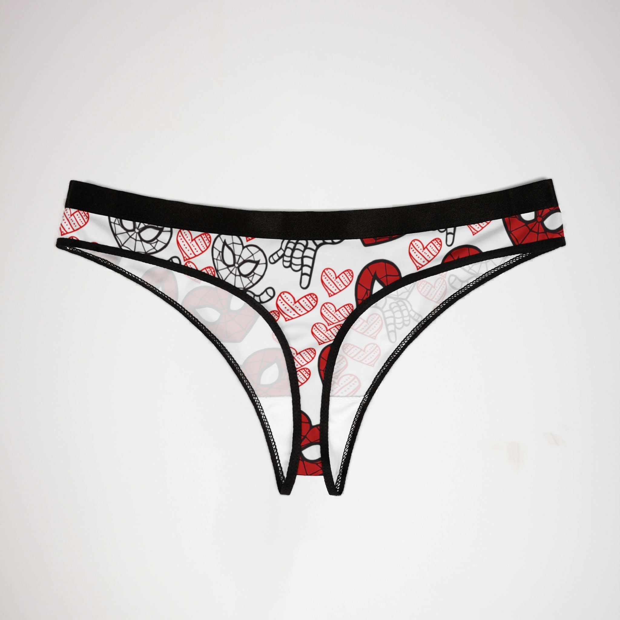 Women's thongs spider heart white