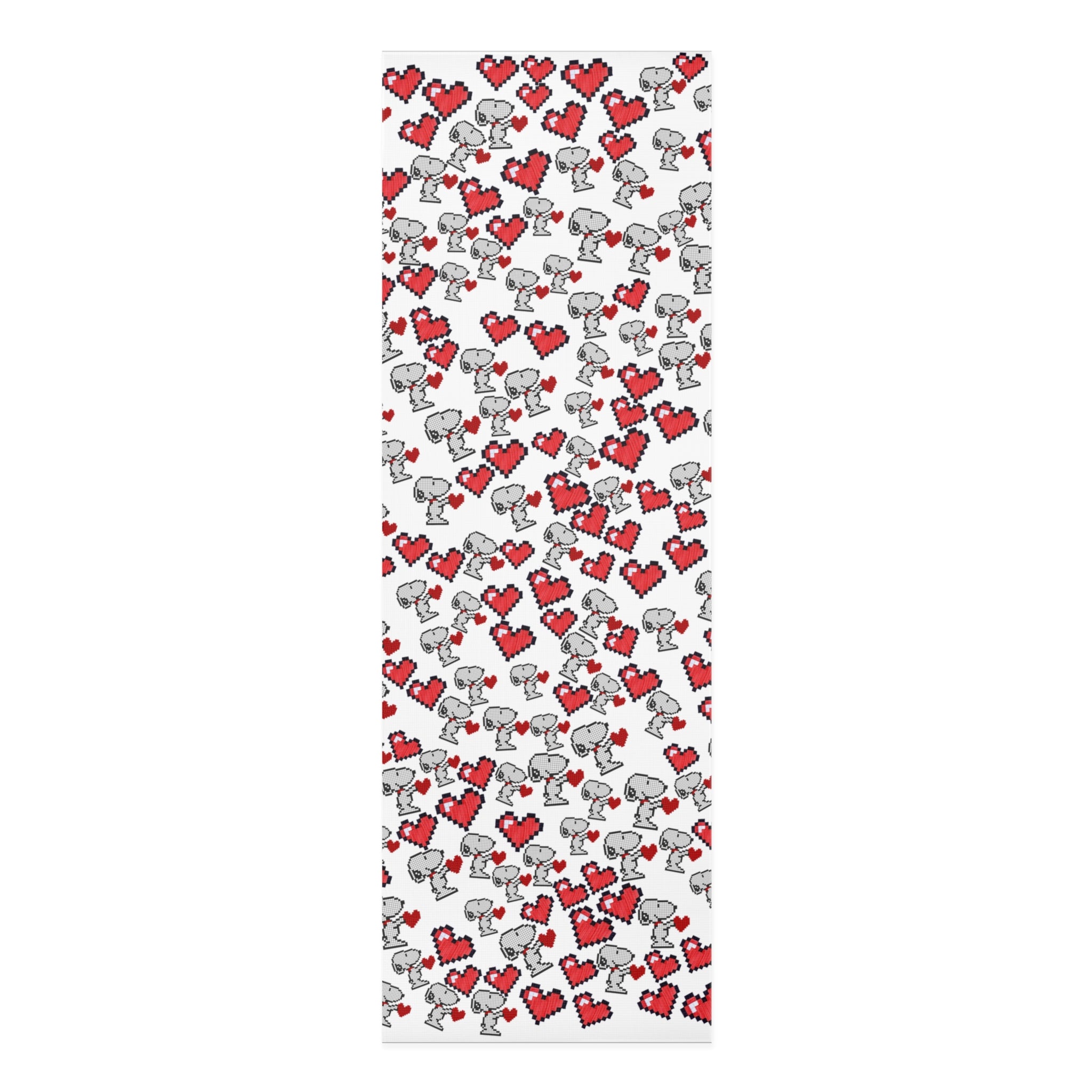 Foam yoga mat snoopy hearts valentine white