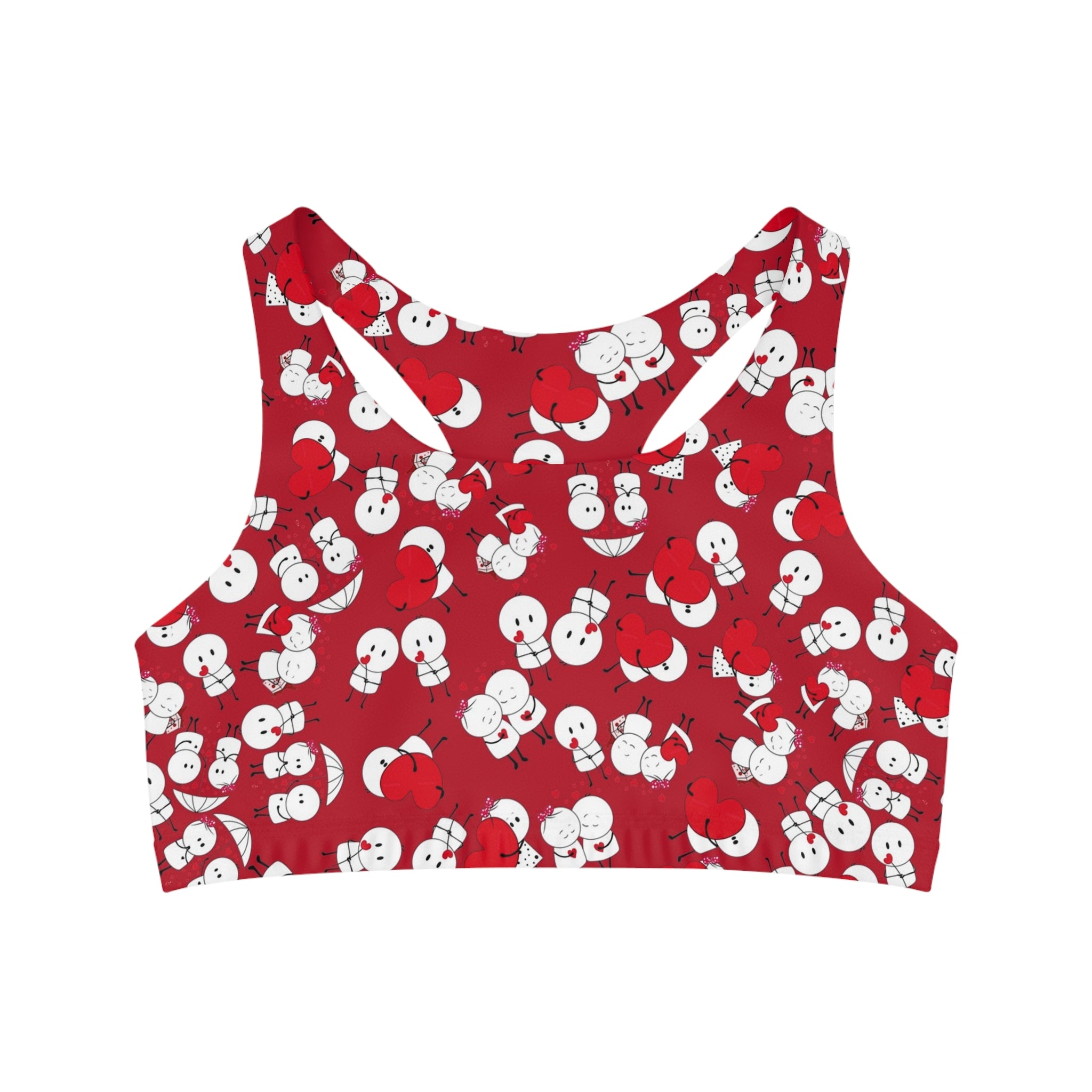 Sports bra cute valentine love red