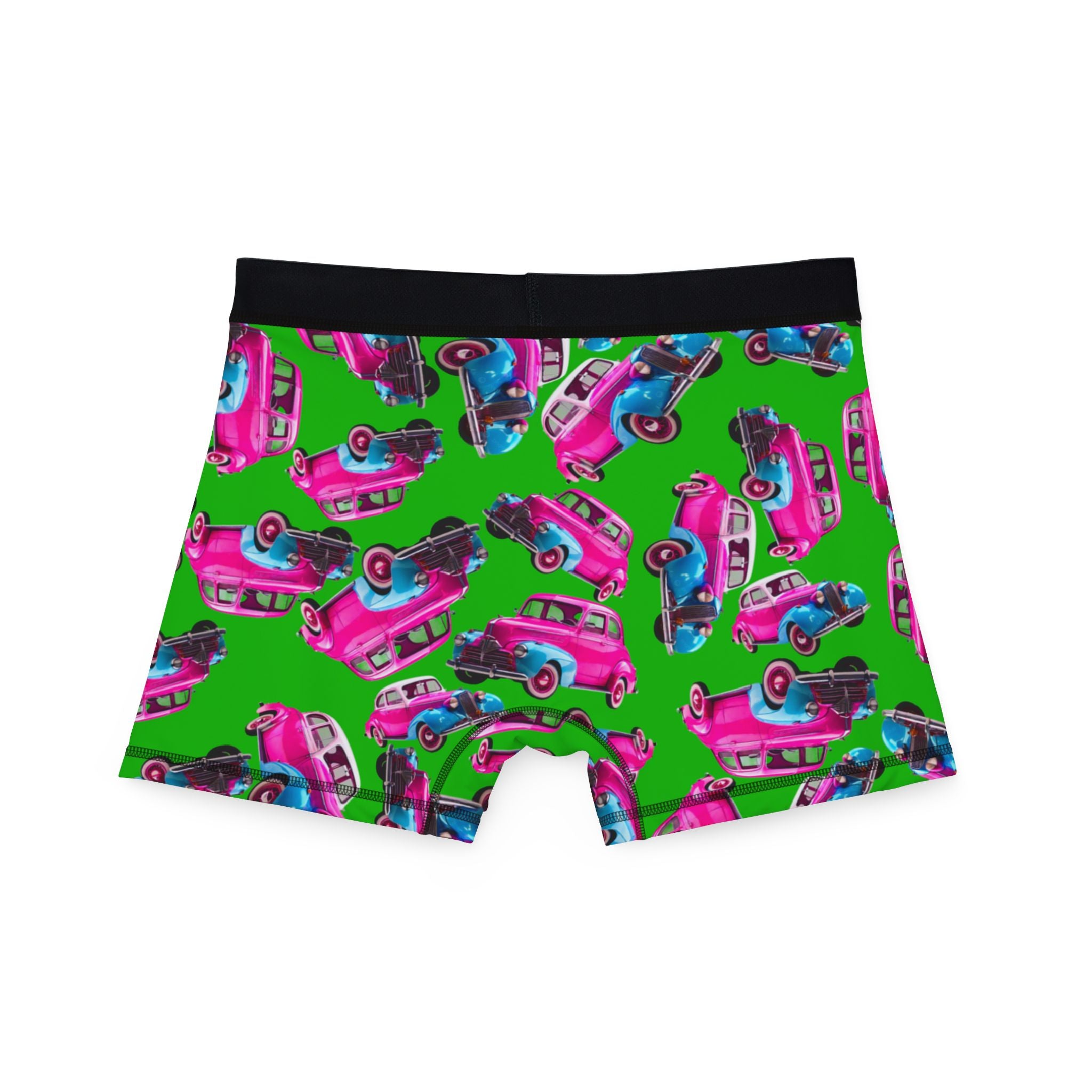 Men's boxers cartoon dirty old cars green