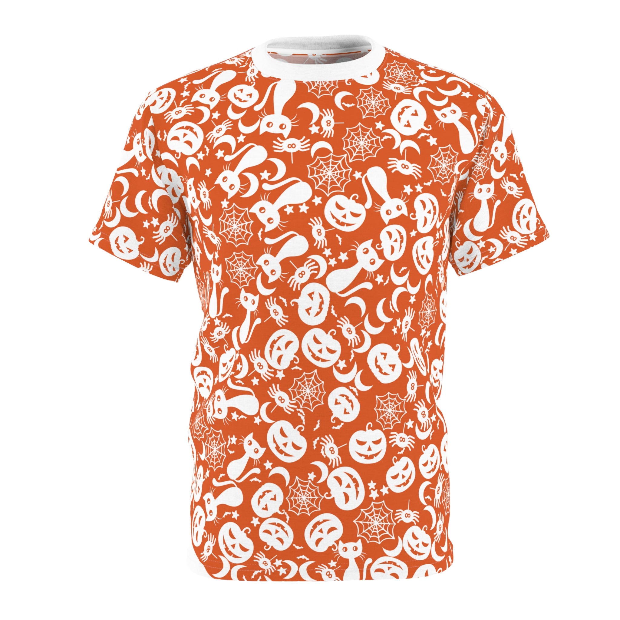 Unisex cut & sew tee halloween pumpkin spider web orange