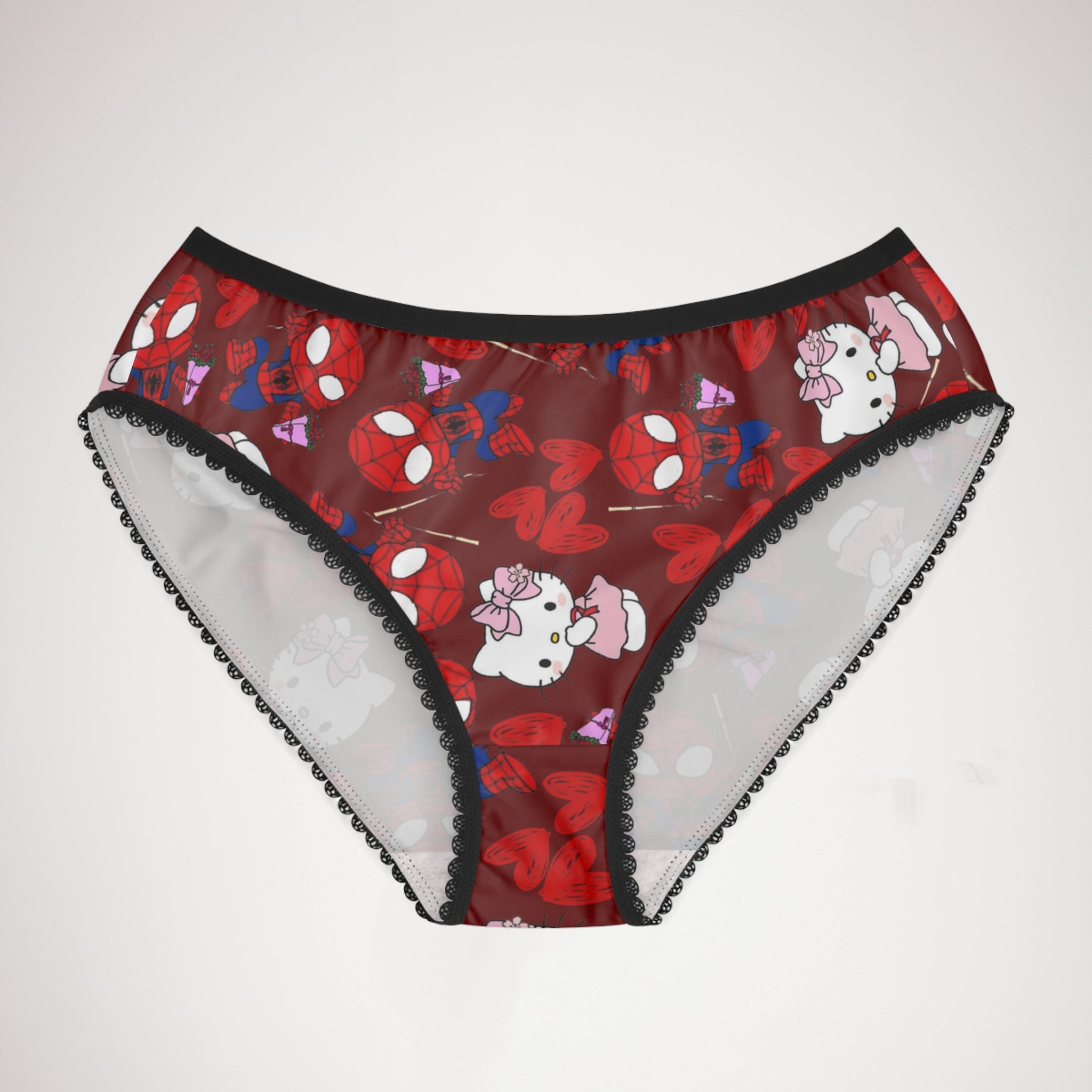 Women's briefs spider kitty flower red