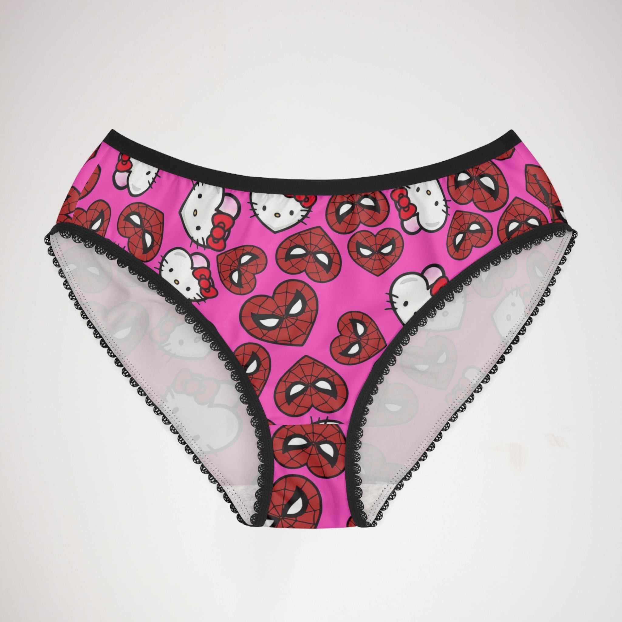 Women's briefs spider kitty double hearts pink