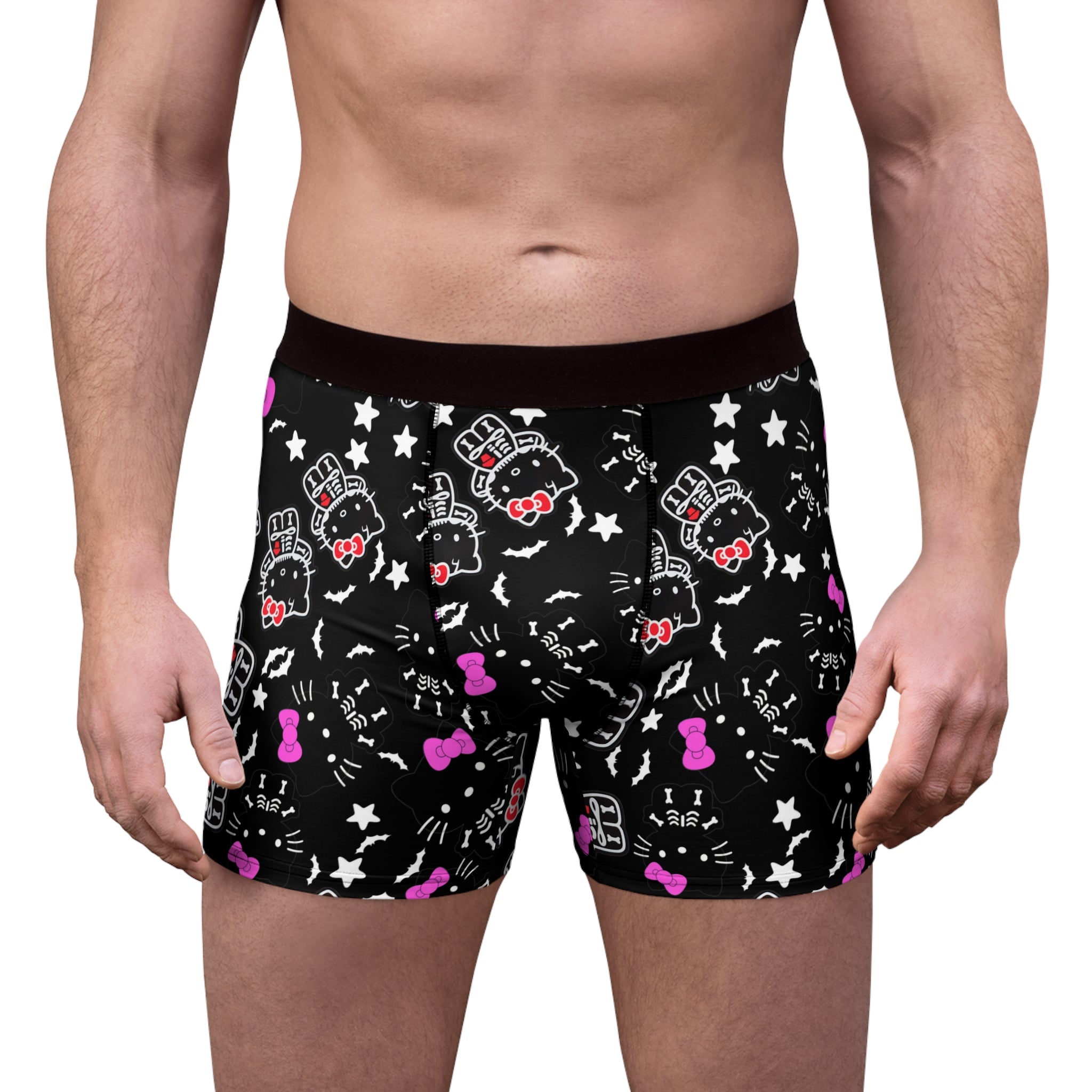 Men's boxer briefs kitty halloween bones black