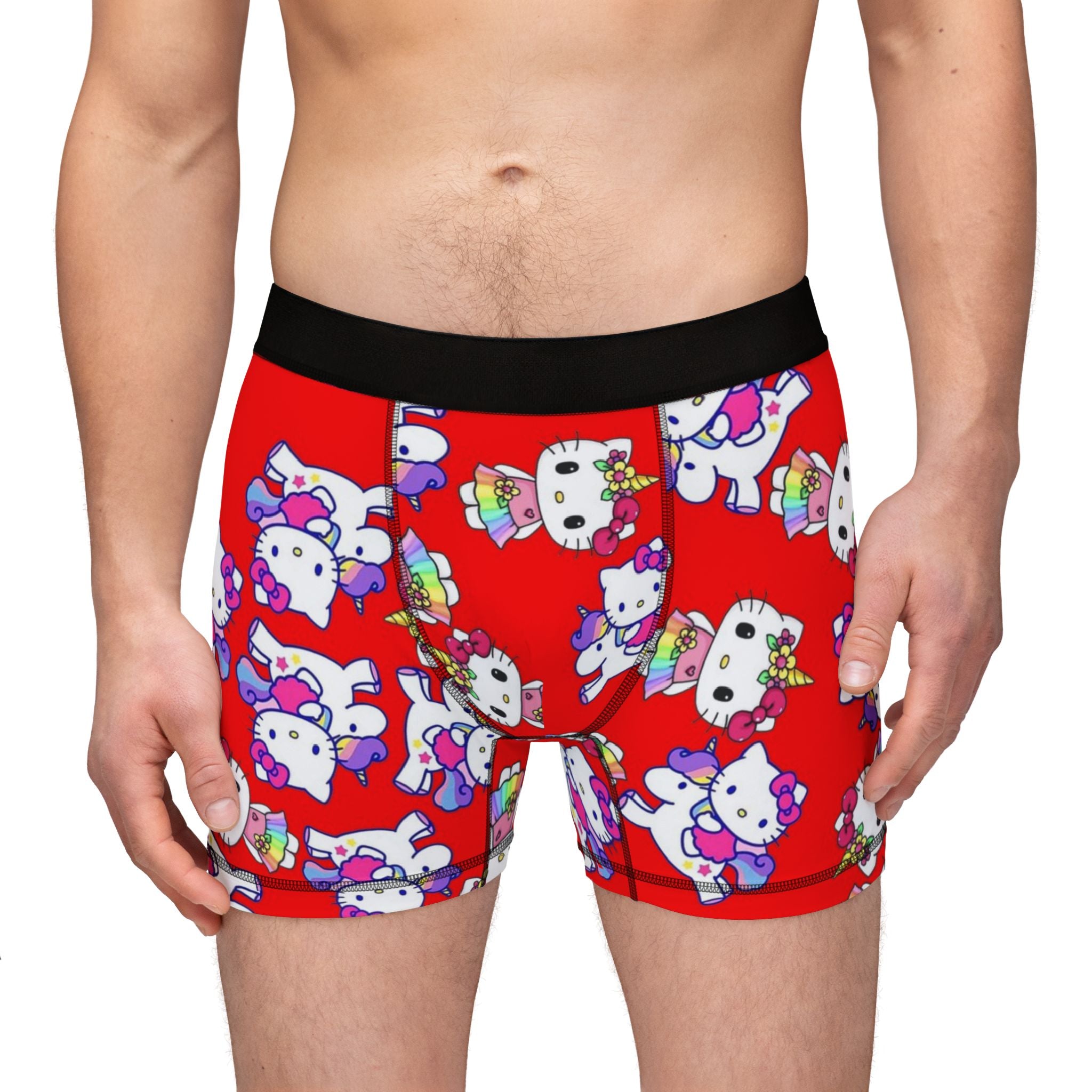 Men's boxers kitty unicorn rainbow valentine love red