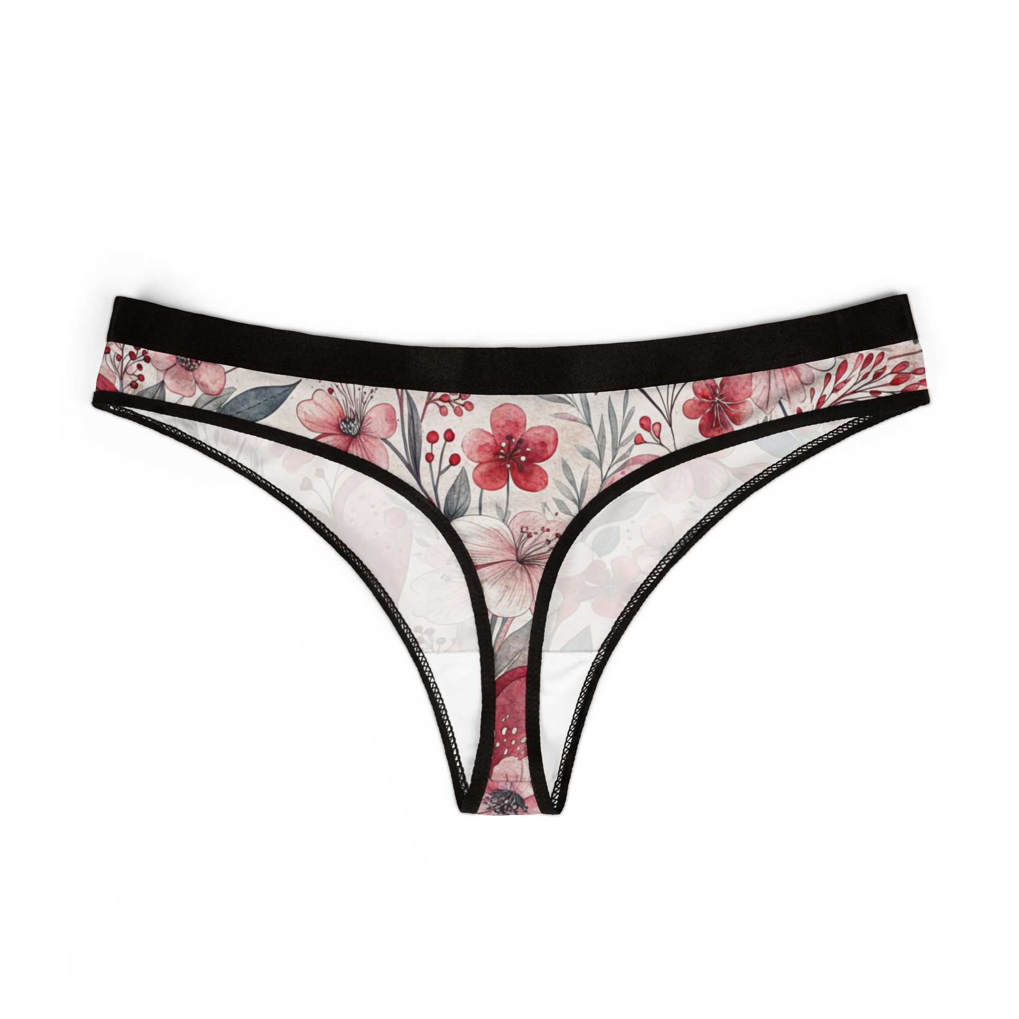 Women's thongs romantic watercolor wedding anniversary