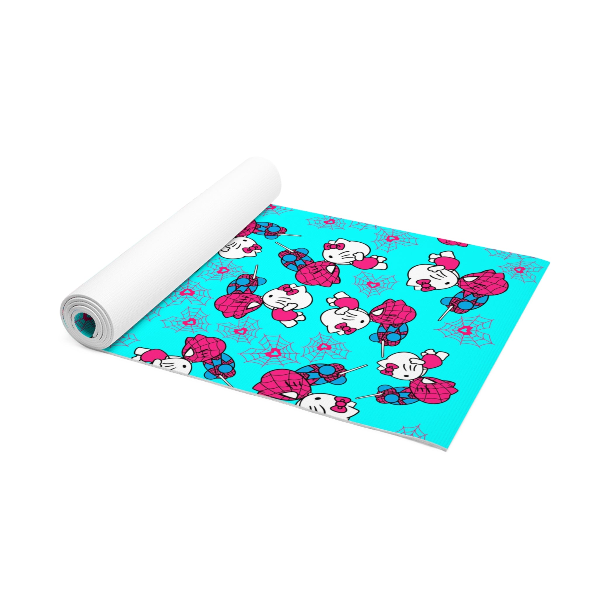 Foam yoga mat spider kitty cyan