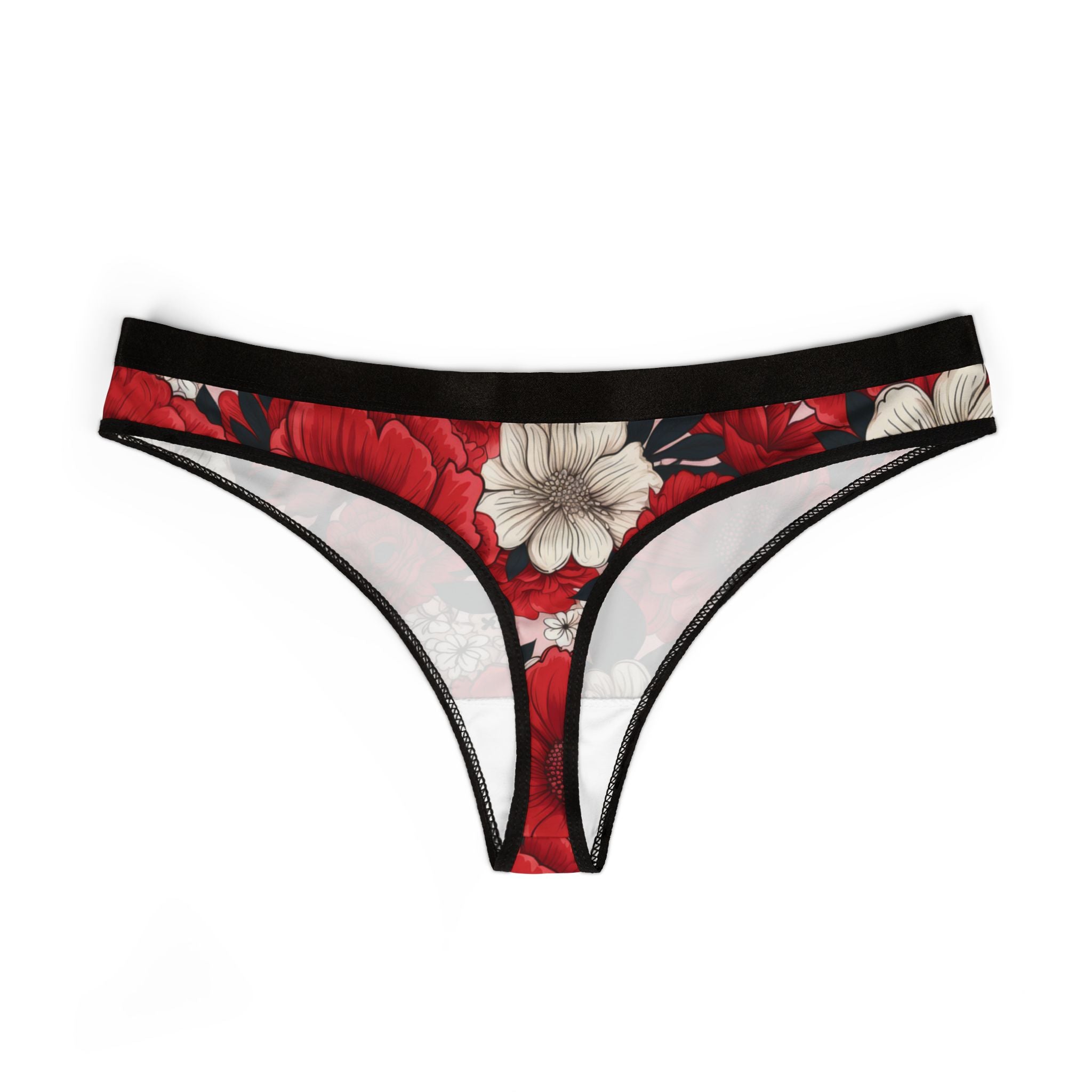 Women's thongs cute red flowers