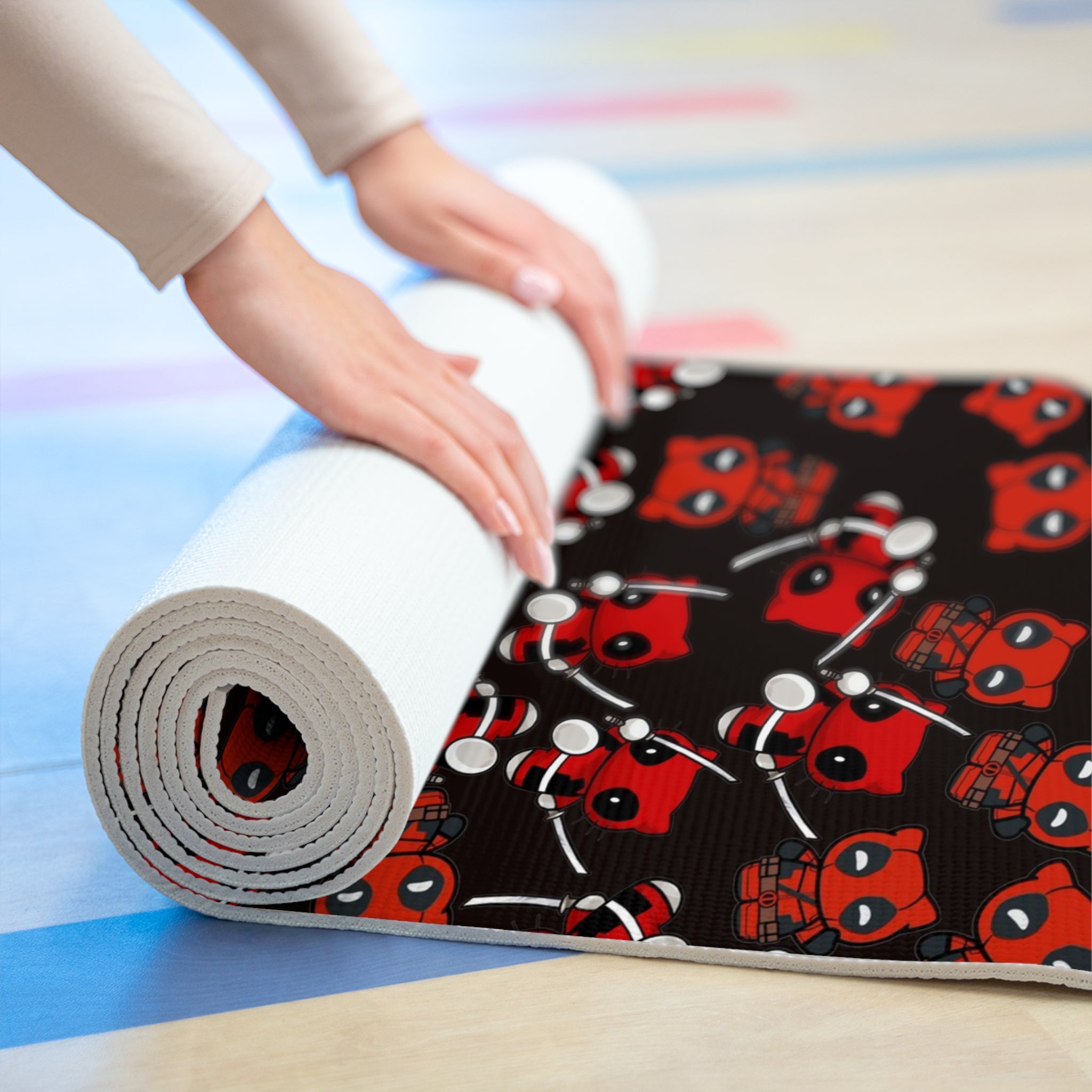 Foam yoga mat kitty deadpool black