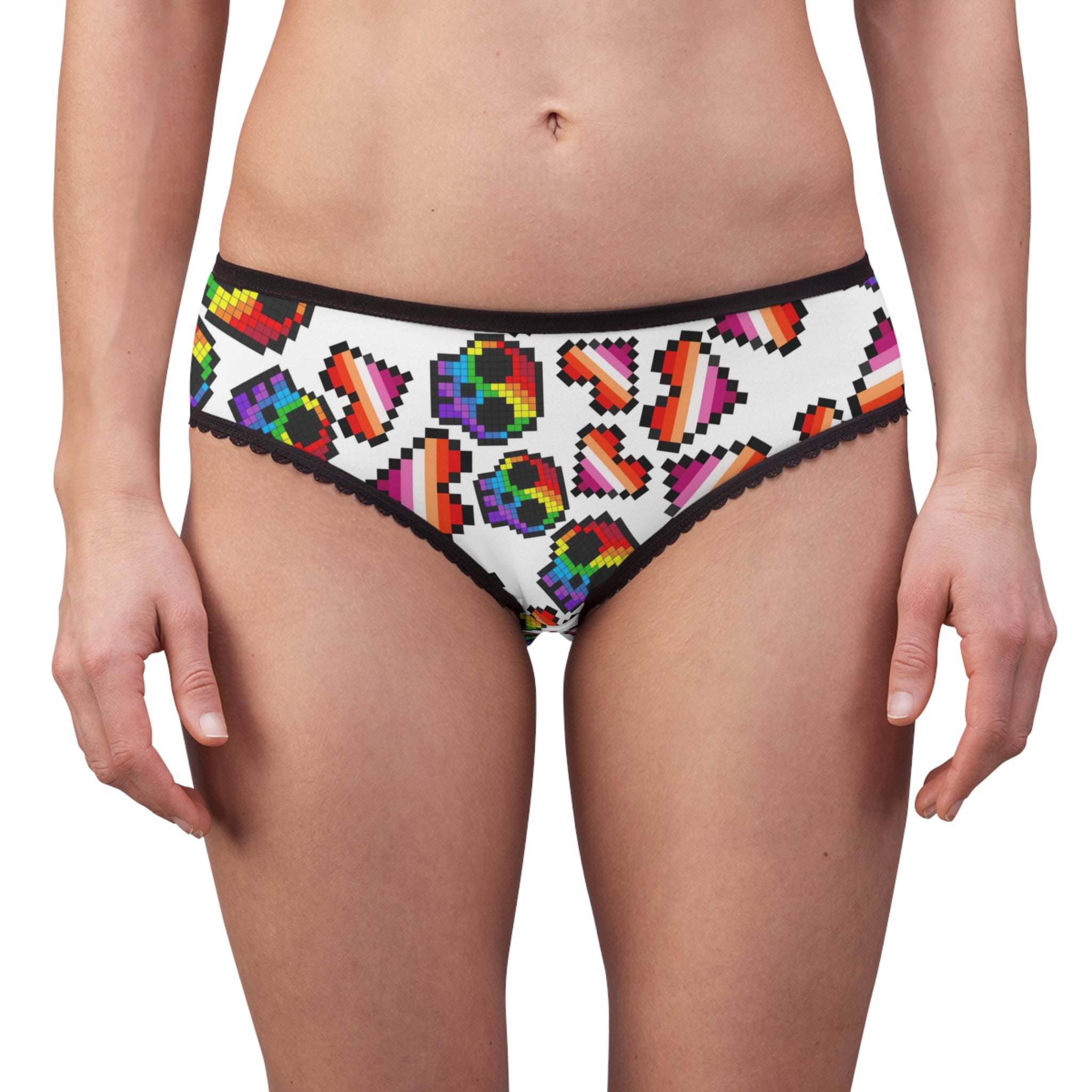 Women's briefs lgbt pride skull heart Halloween white