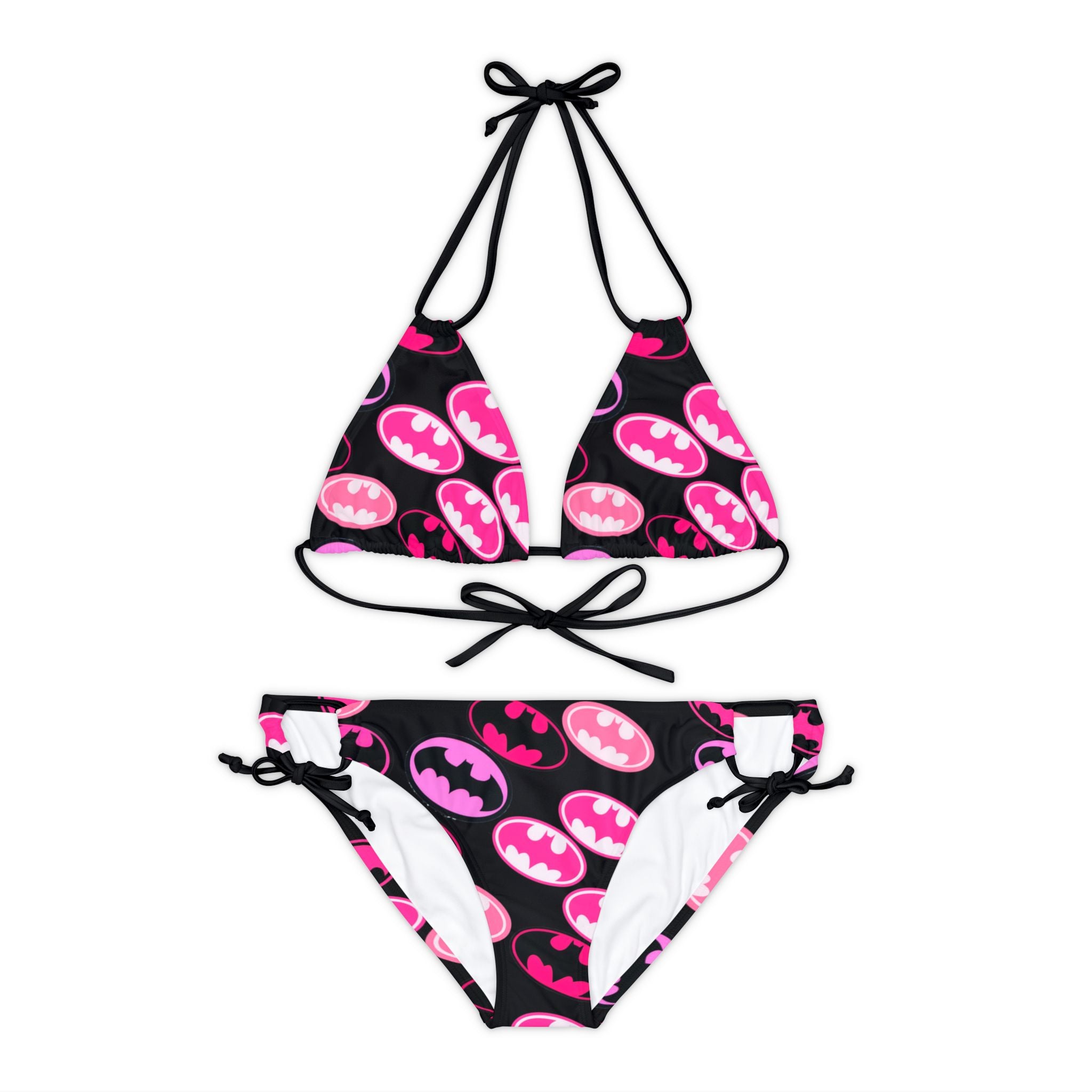 Strappy bikini set batman rose valentine love black