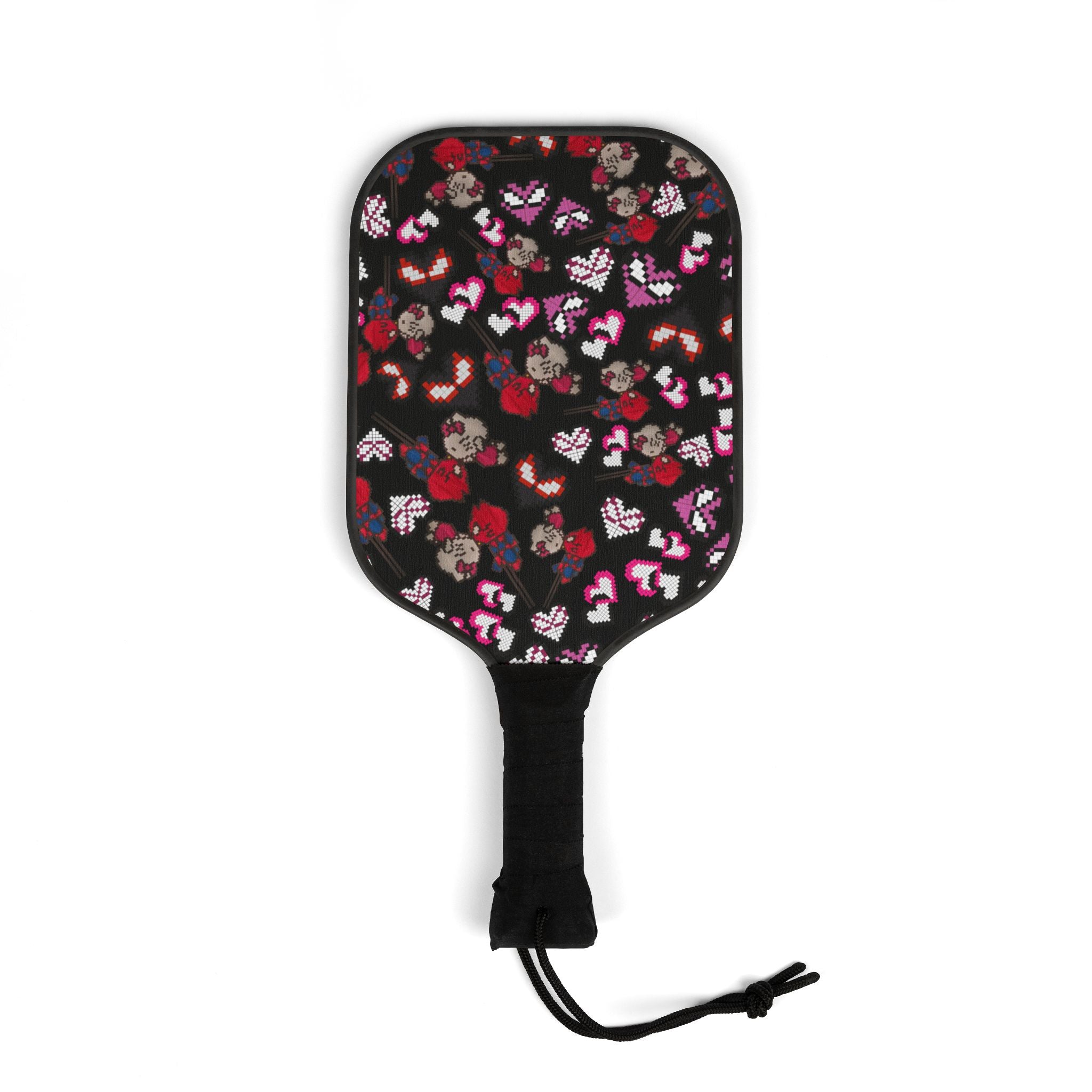 Pickleball kit (2 paddles + 2 balls + transparent bag) spider kitty pixel kiss hearts black