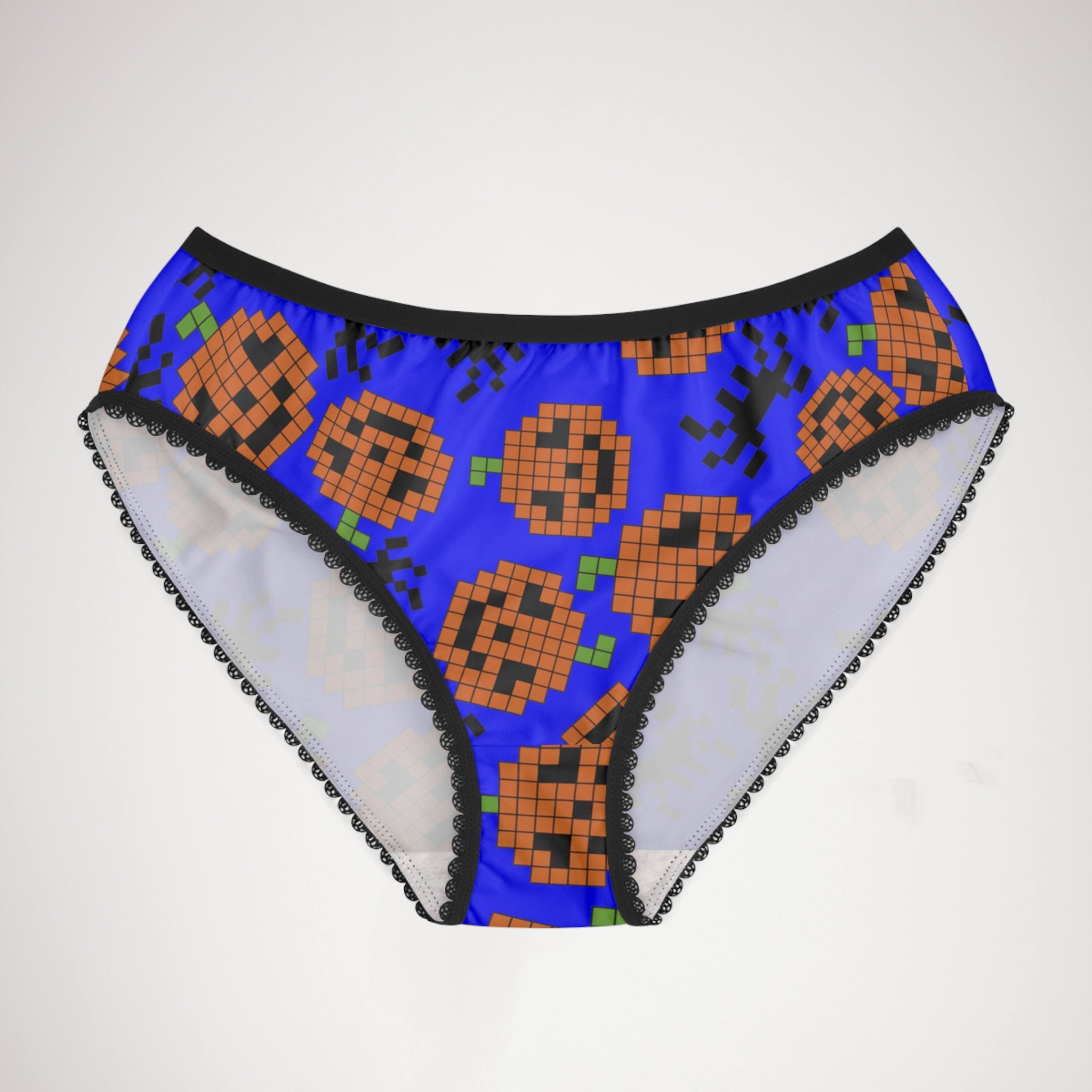 Women's briefs pumpkin spider pixel halloween blue