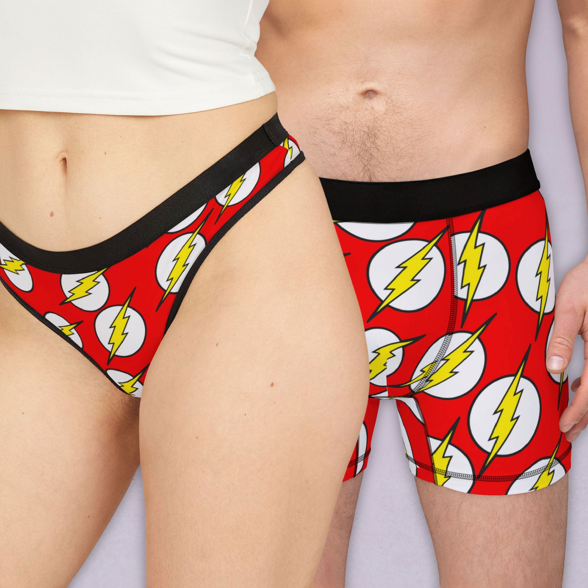 Matching underwear shazam flash for couples boxer & thong set