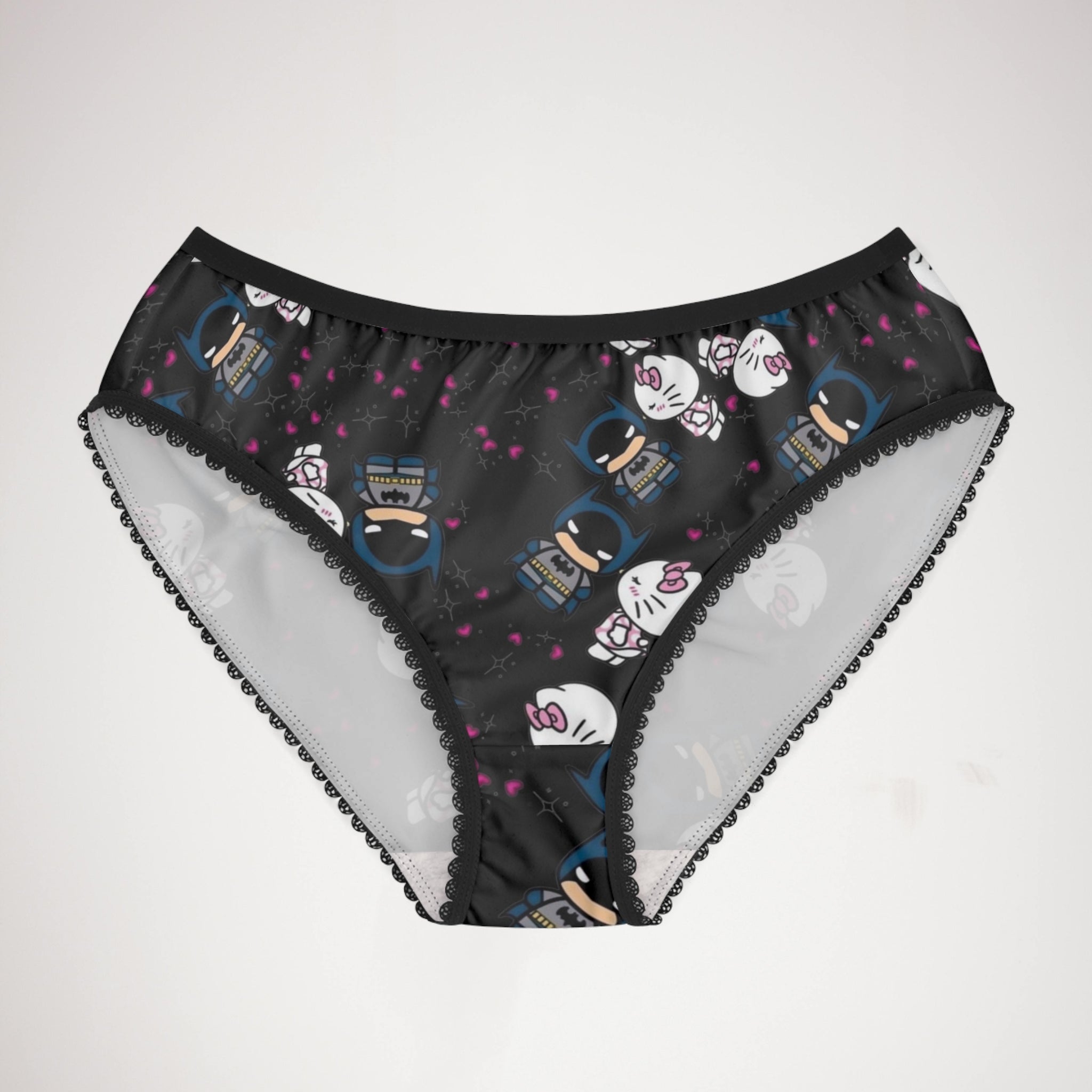 Women's briefs kitty batman valentine kiss black