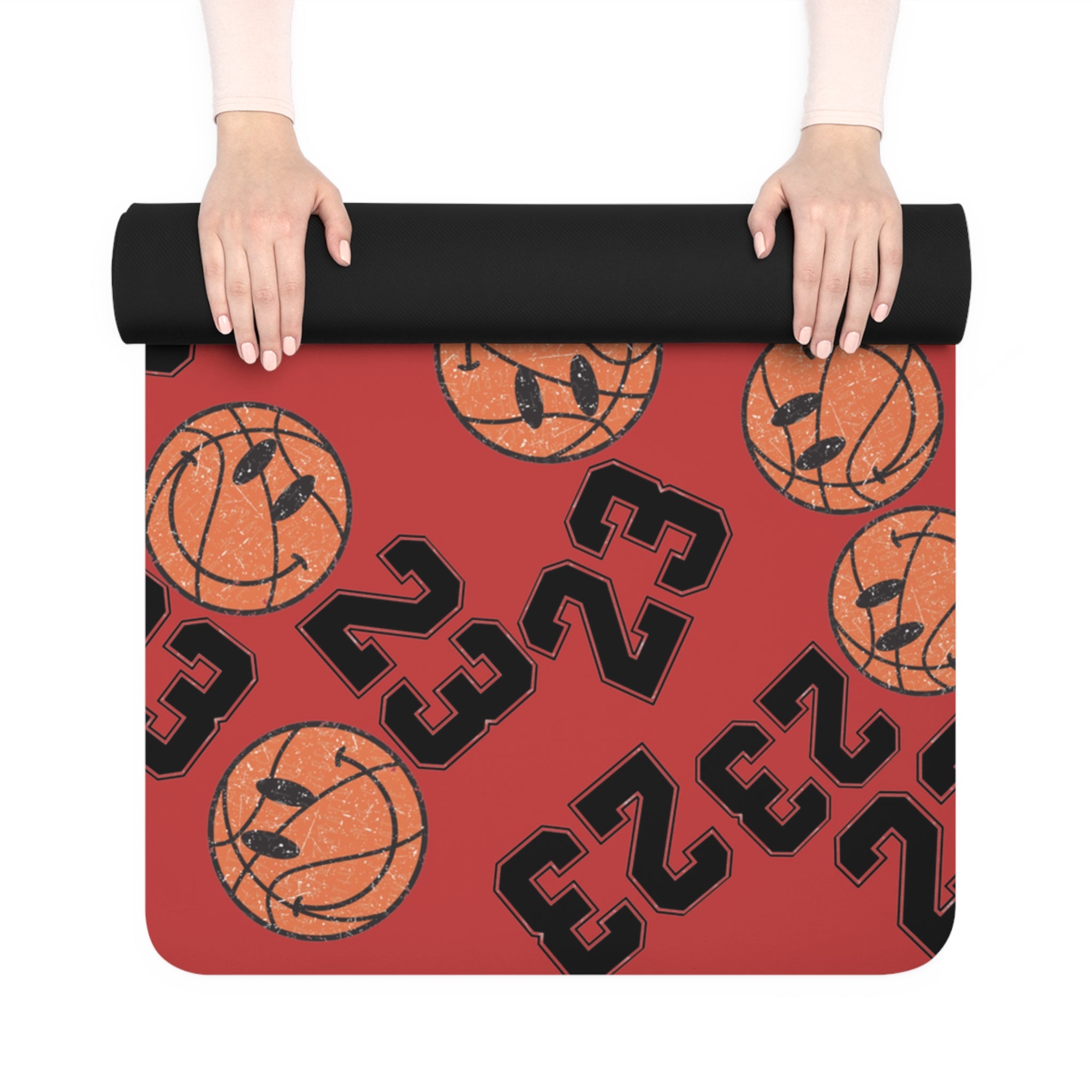 Rubber yoga mat number   basketball orange