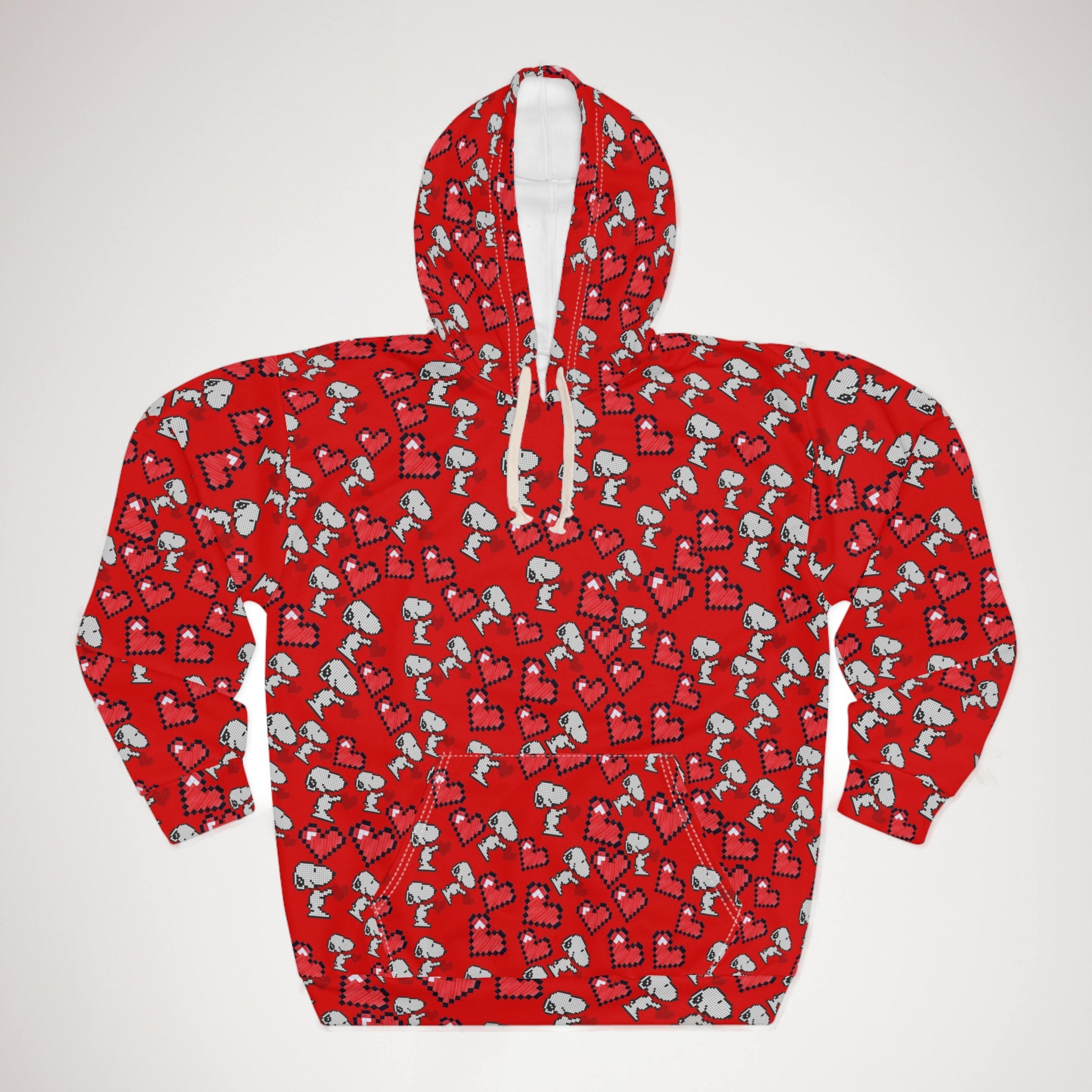 Unisex pullover hoodie snoopy hearts valentine red