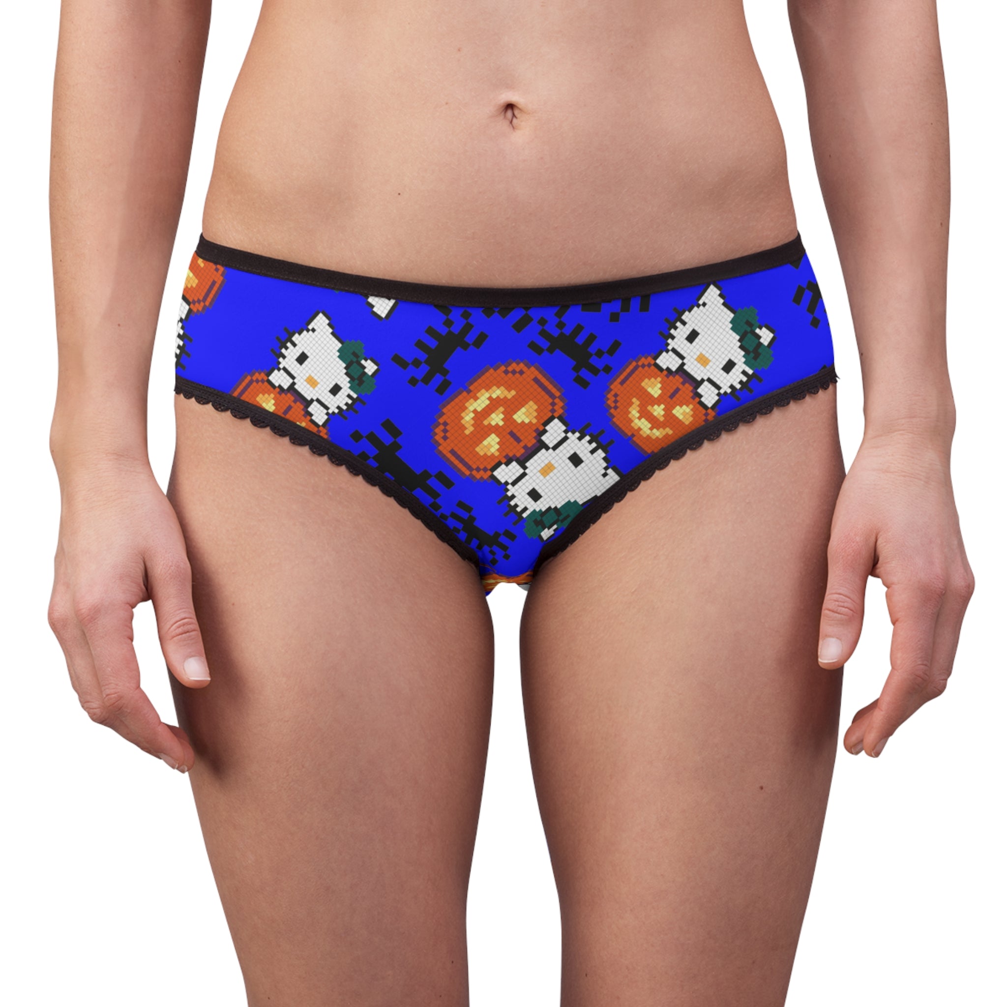 Women's briefs kitty pumpkin Halloween pixel spider blue