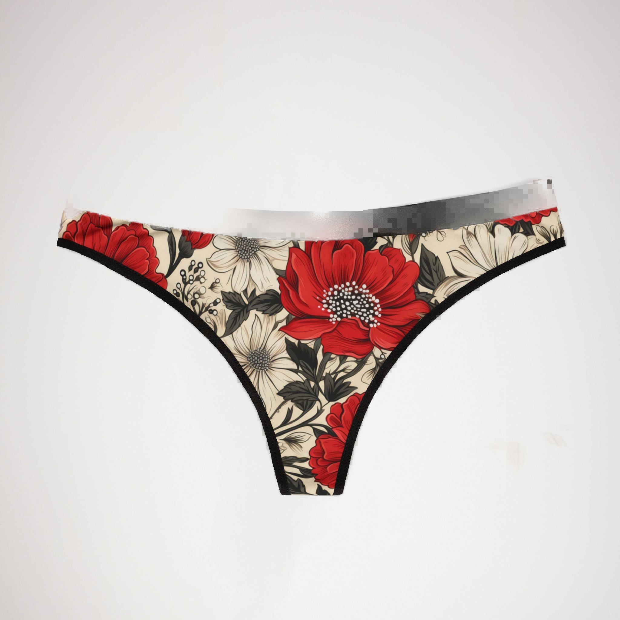 Women's thongs cute red flowers one one