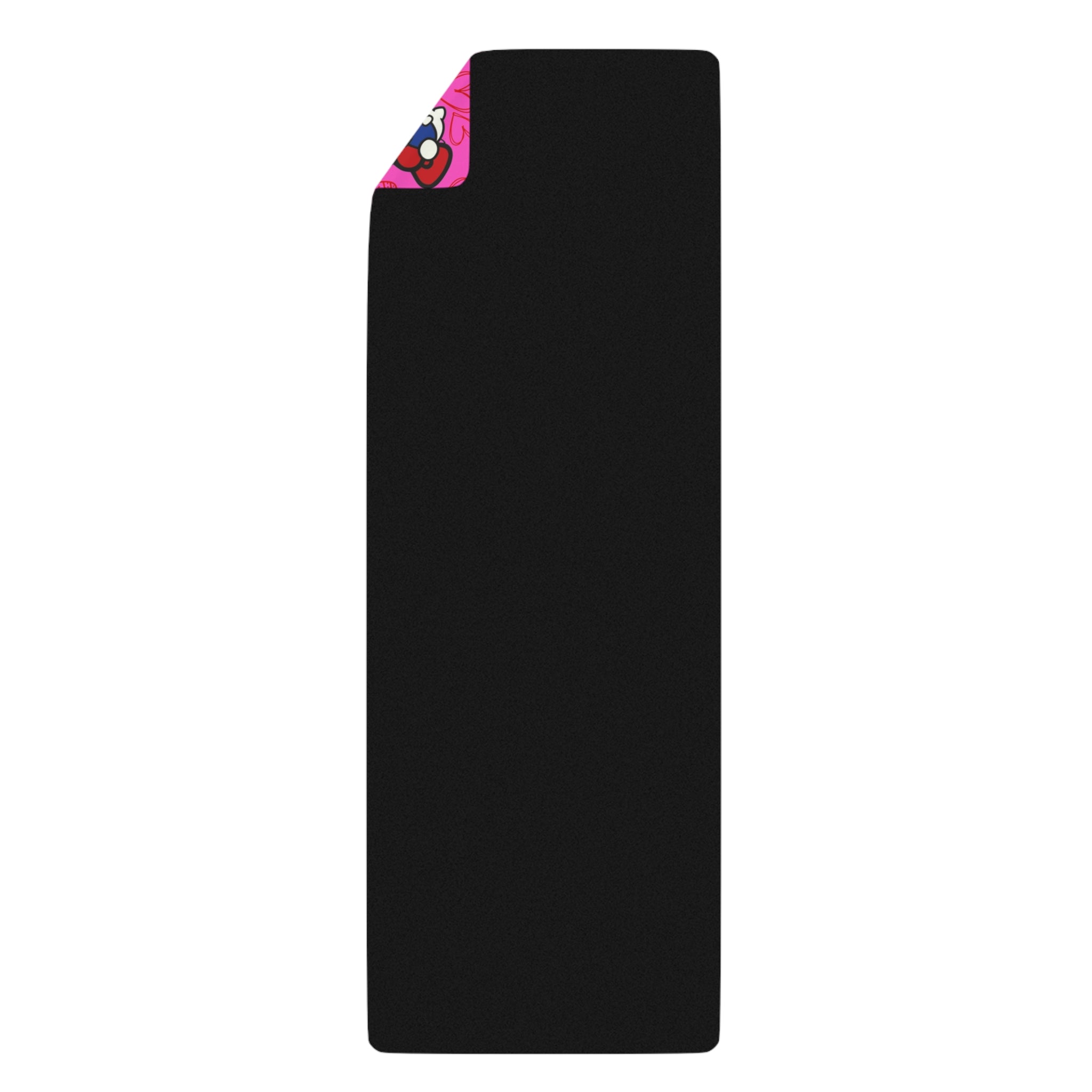 Rubber yoga mat cherry kitty back heart pink