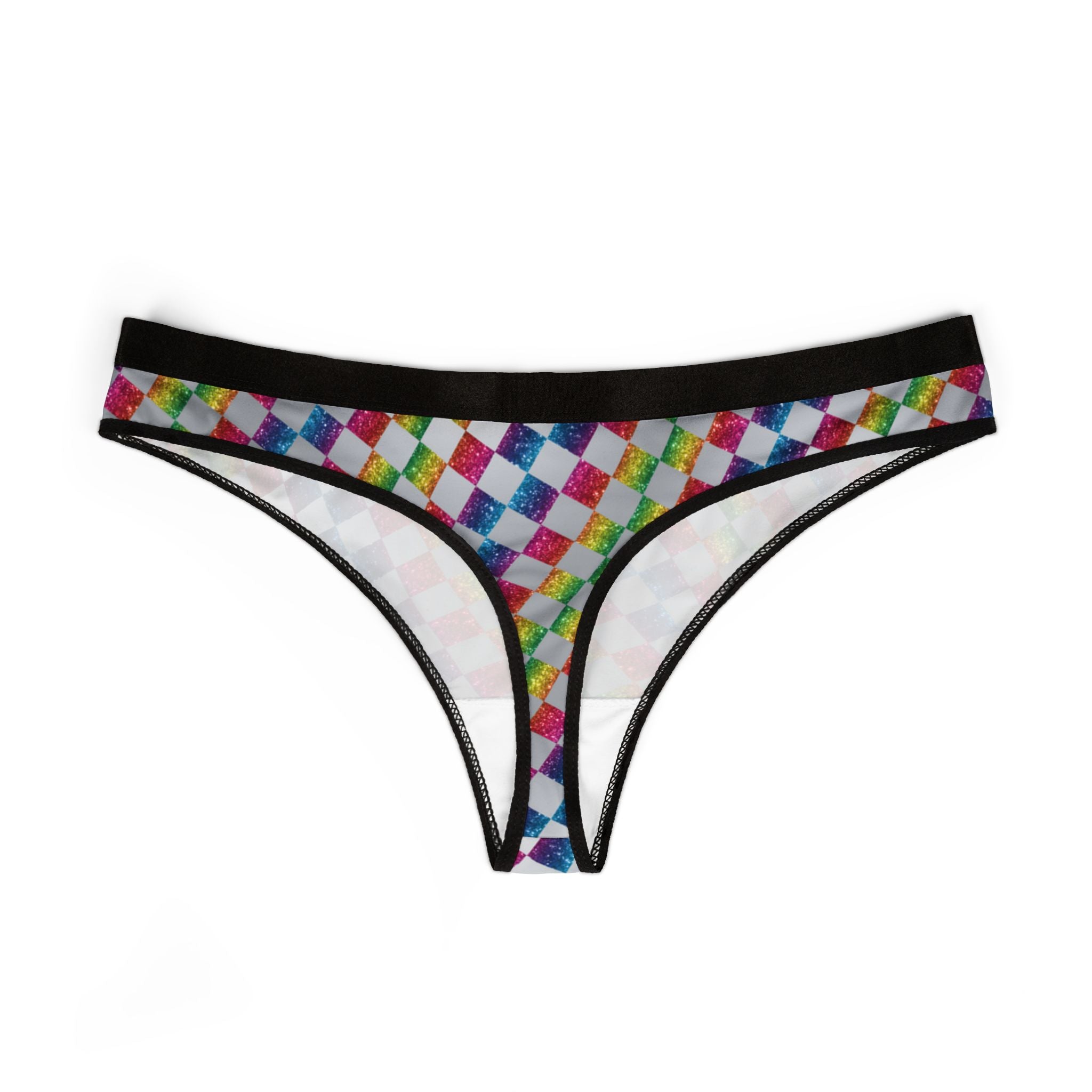 Women's thongs rainbow glitter
