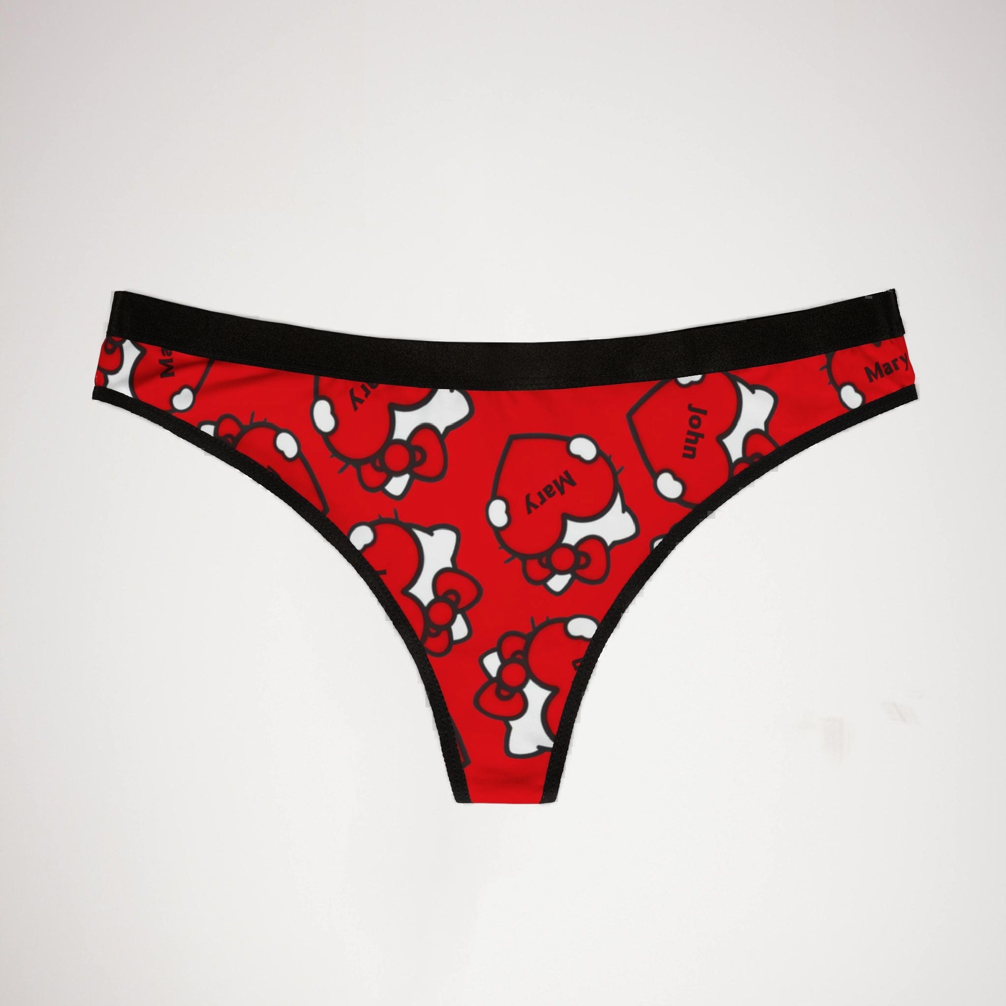 Women's thongs kitty hearts valentine his her names red