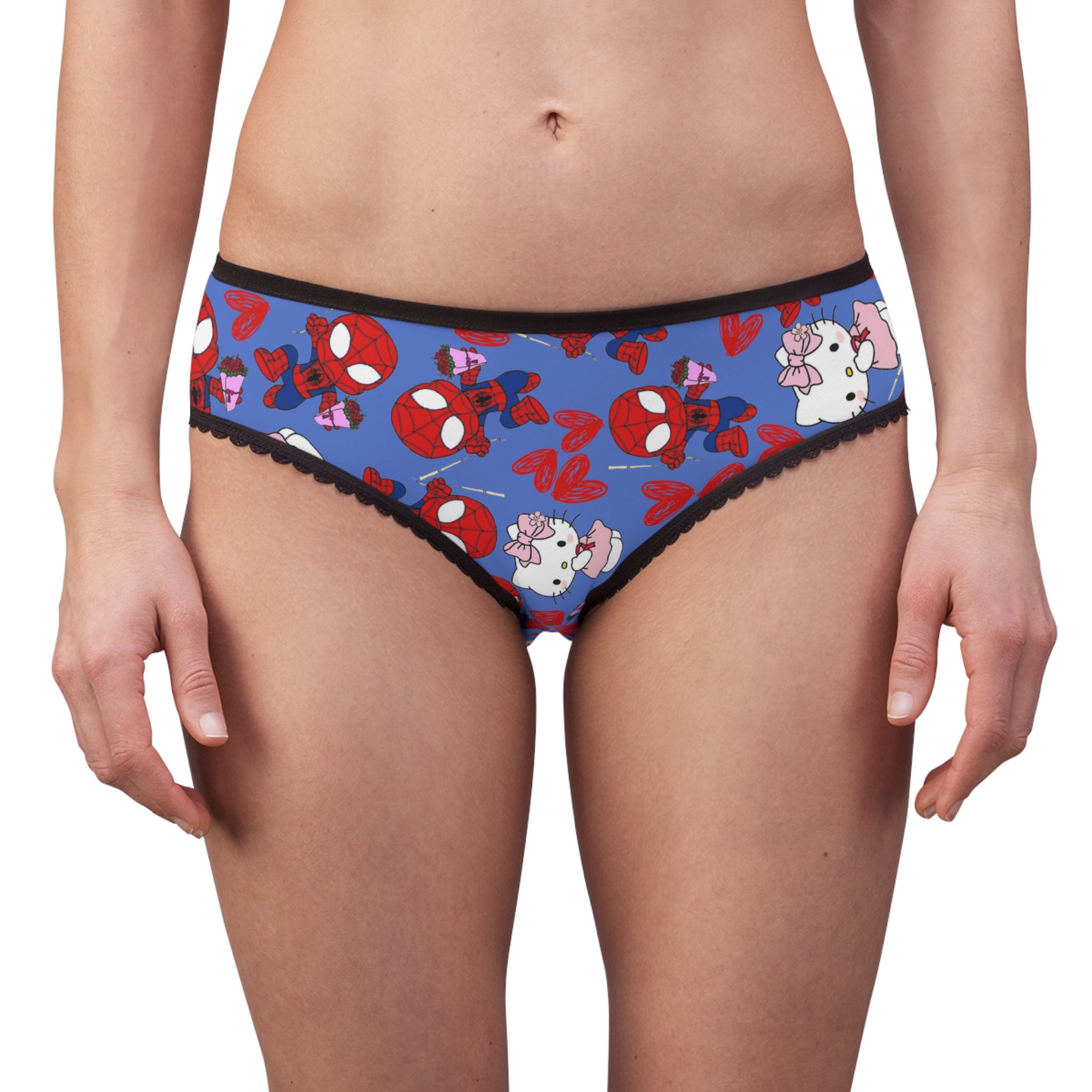 Women's briefs spider kitty flower cyan