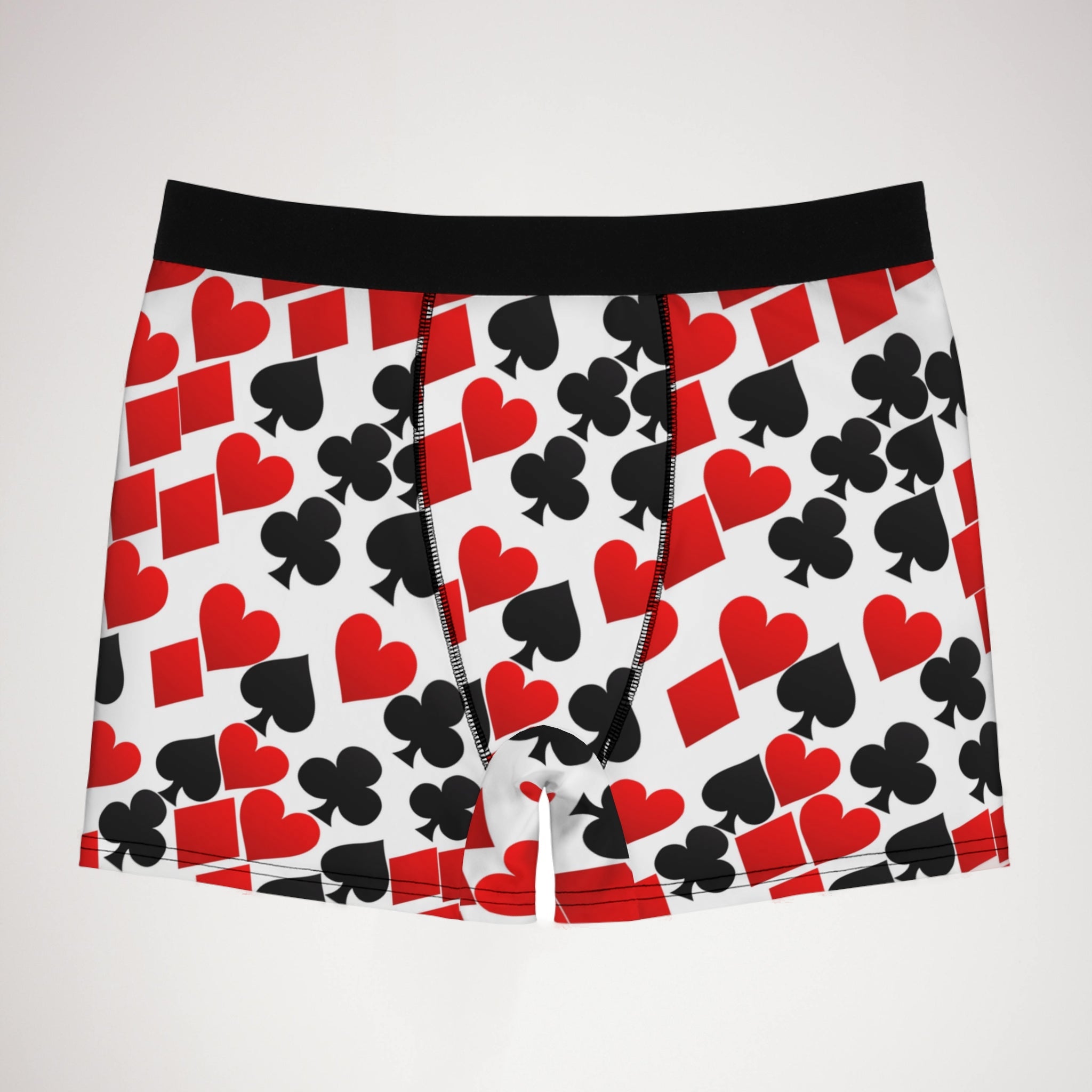 Men's boxer briefs playing cards spades hearts diamonds clubs valentine love white