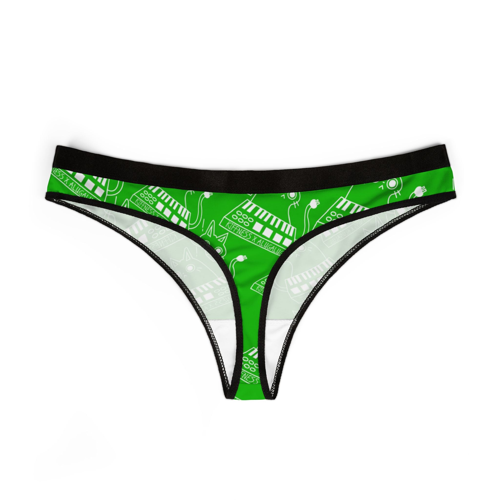 Women's thongs eating the cats meow meow the kiffness green