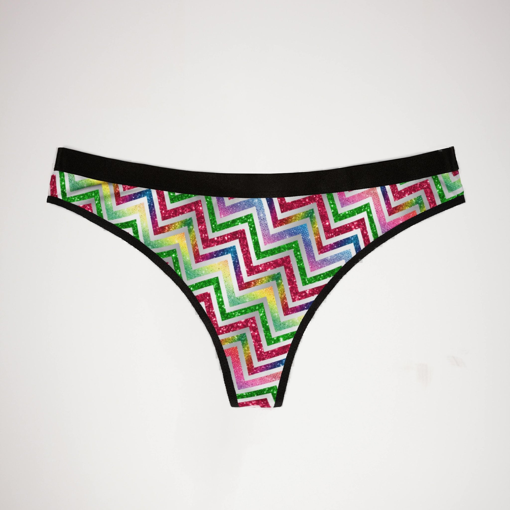 Women's thongs rainbow glitter