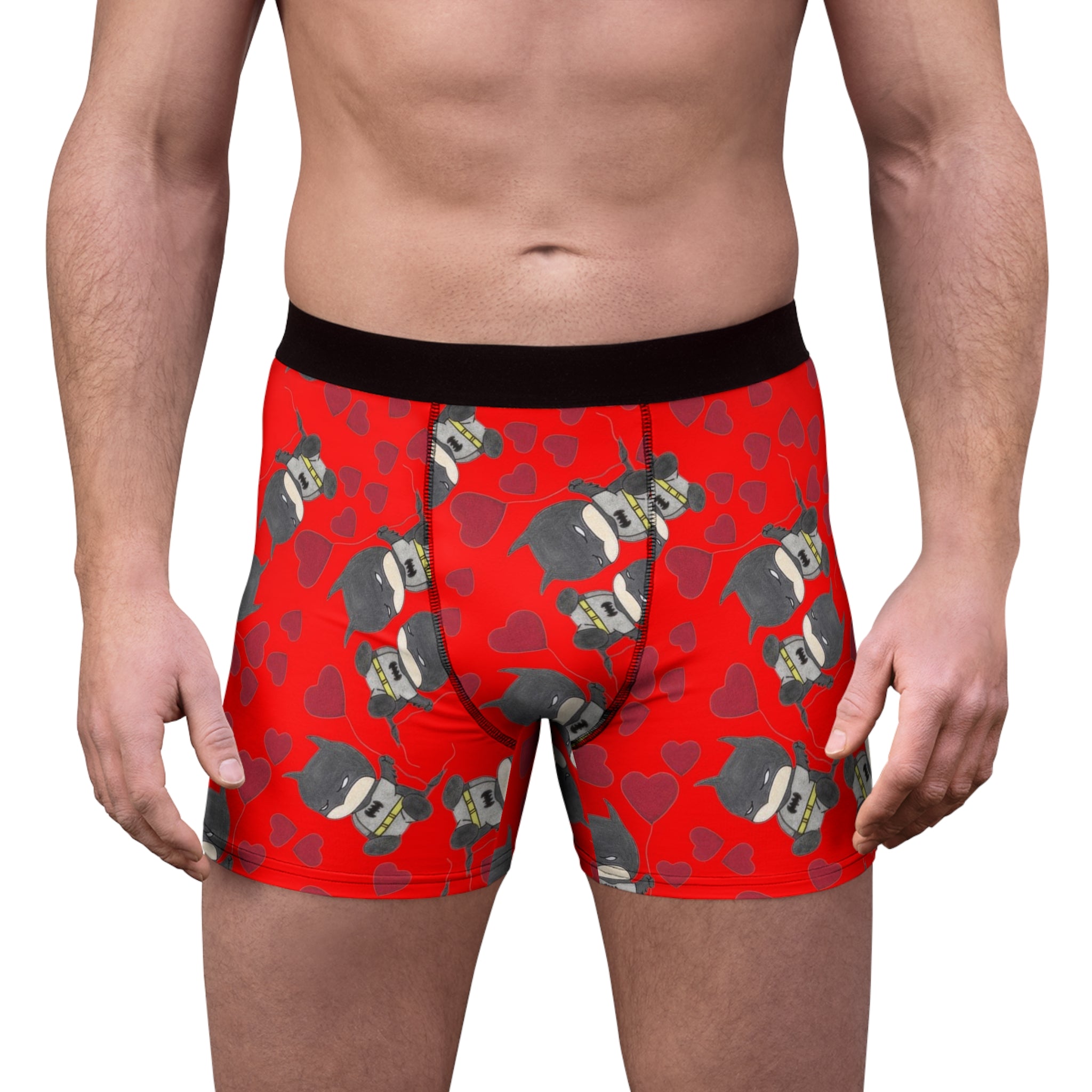 Men's boxer briefs batman valentine heart balloon red