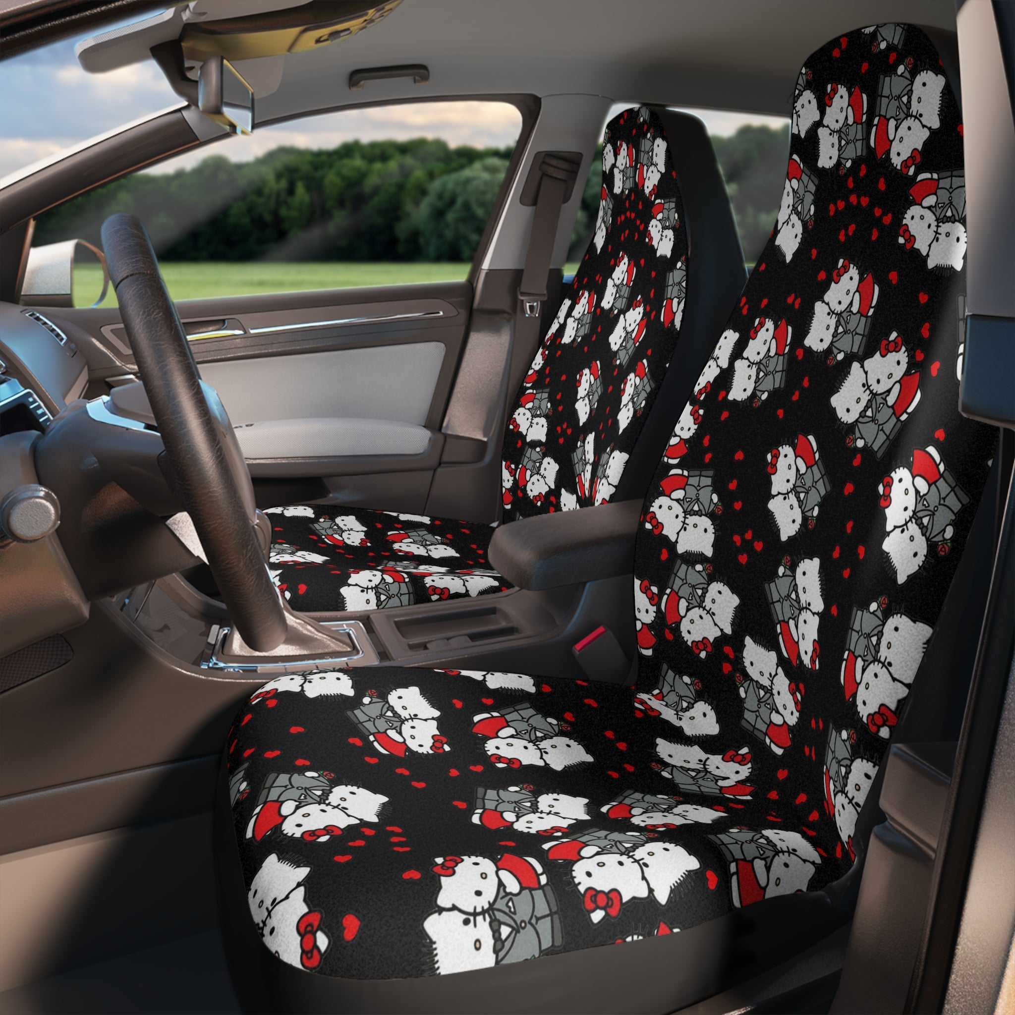 Car seat covers kitty wedding anniversary black