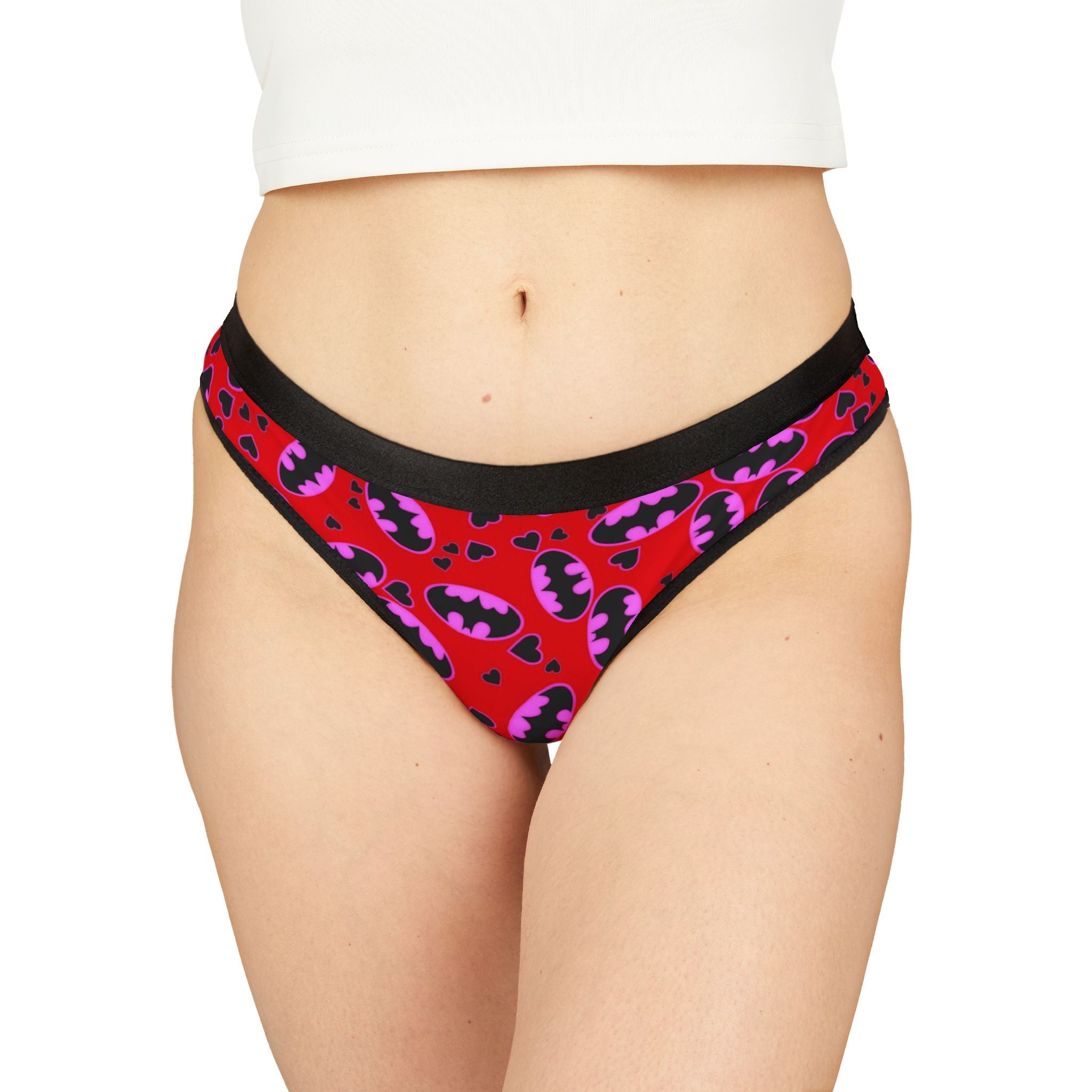 Women's thongs batman hearts valentine love red