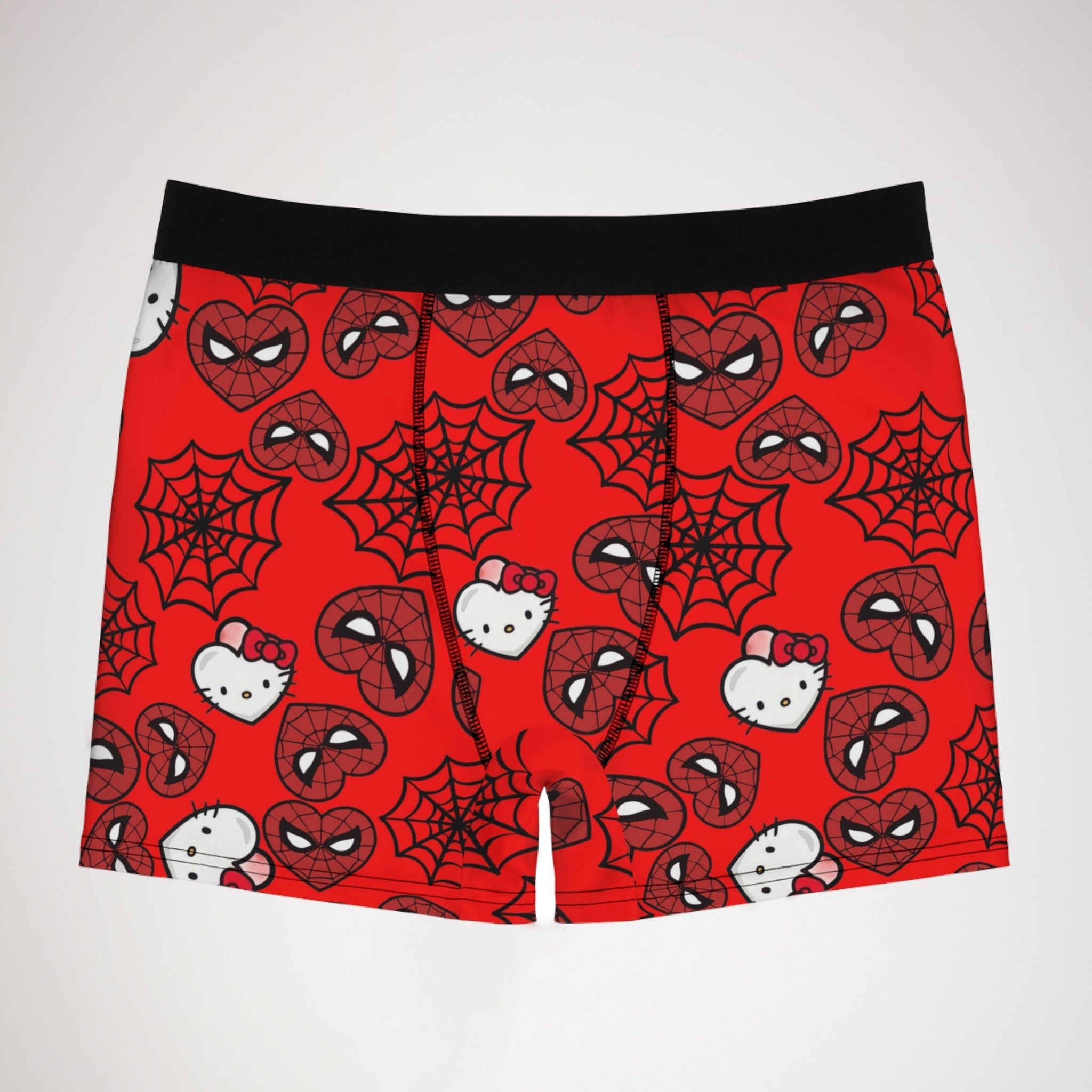 Men's boxer briefs kitty spider web heart red