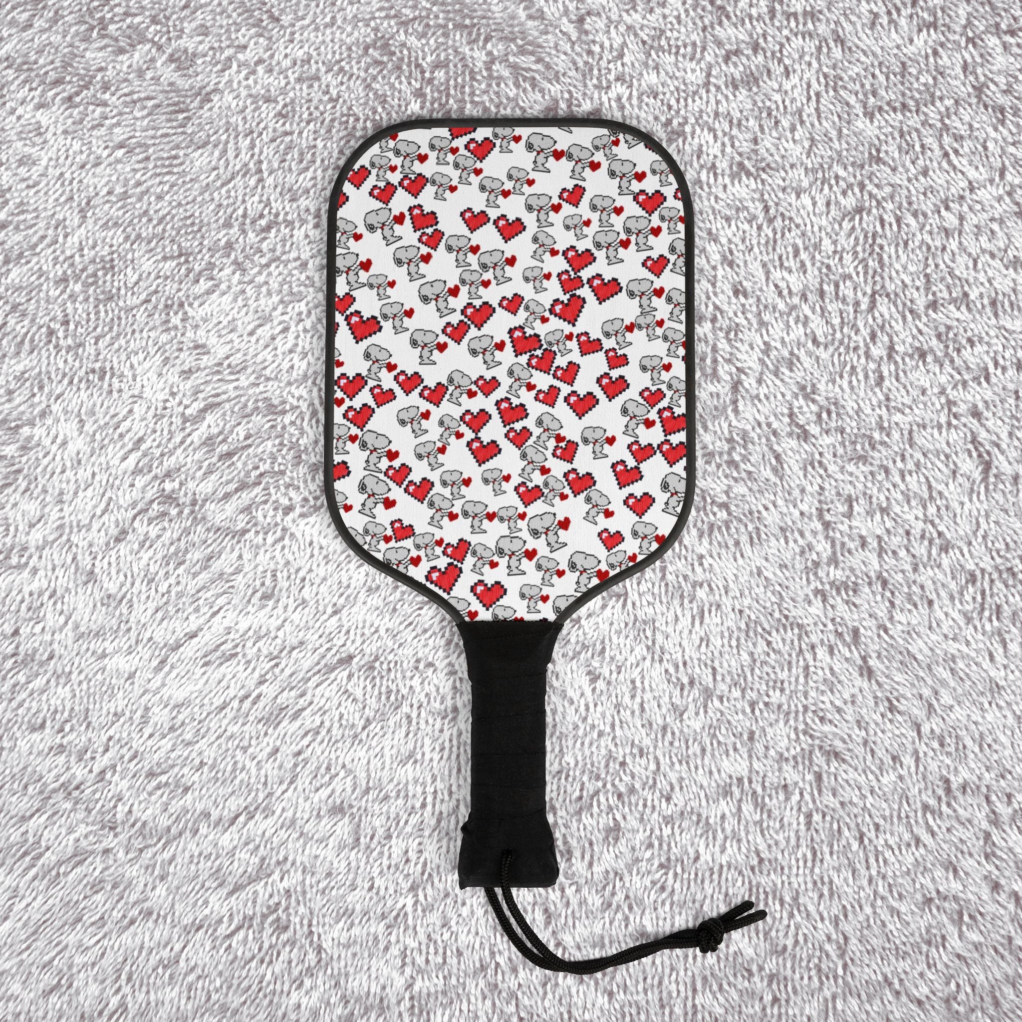 Pickleball kit (2 paddles + 2 balls + transparent bag) snoopy hearts valentine white