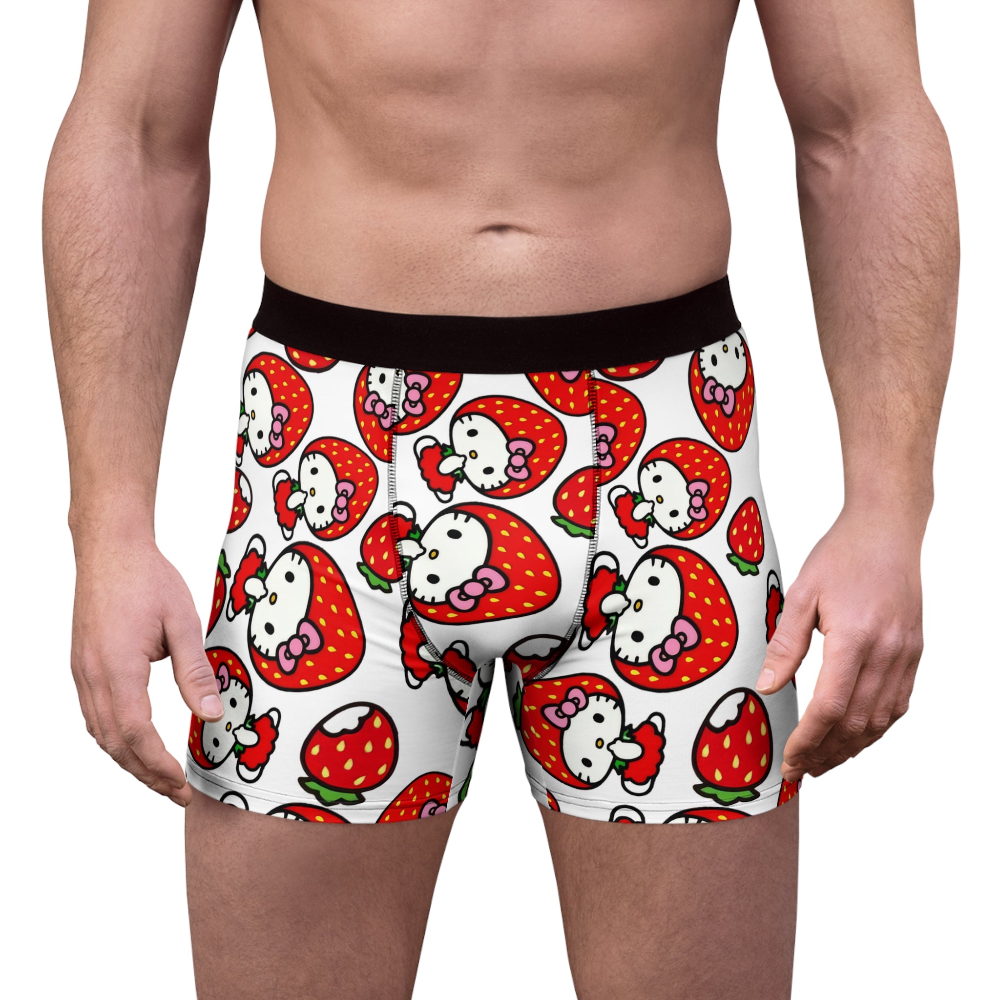 Men's boxer briefs kitty strawberry valentine white