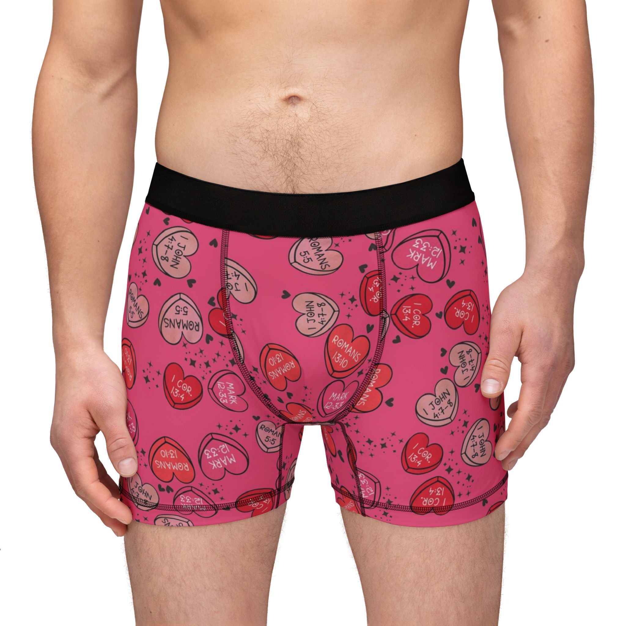 Men's boxers christian valentine sweet hearts pink