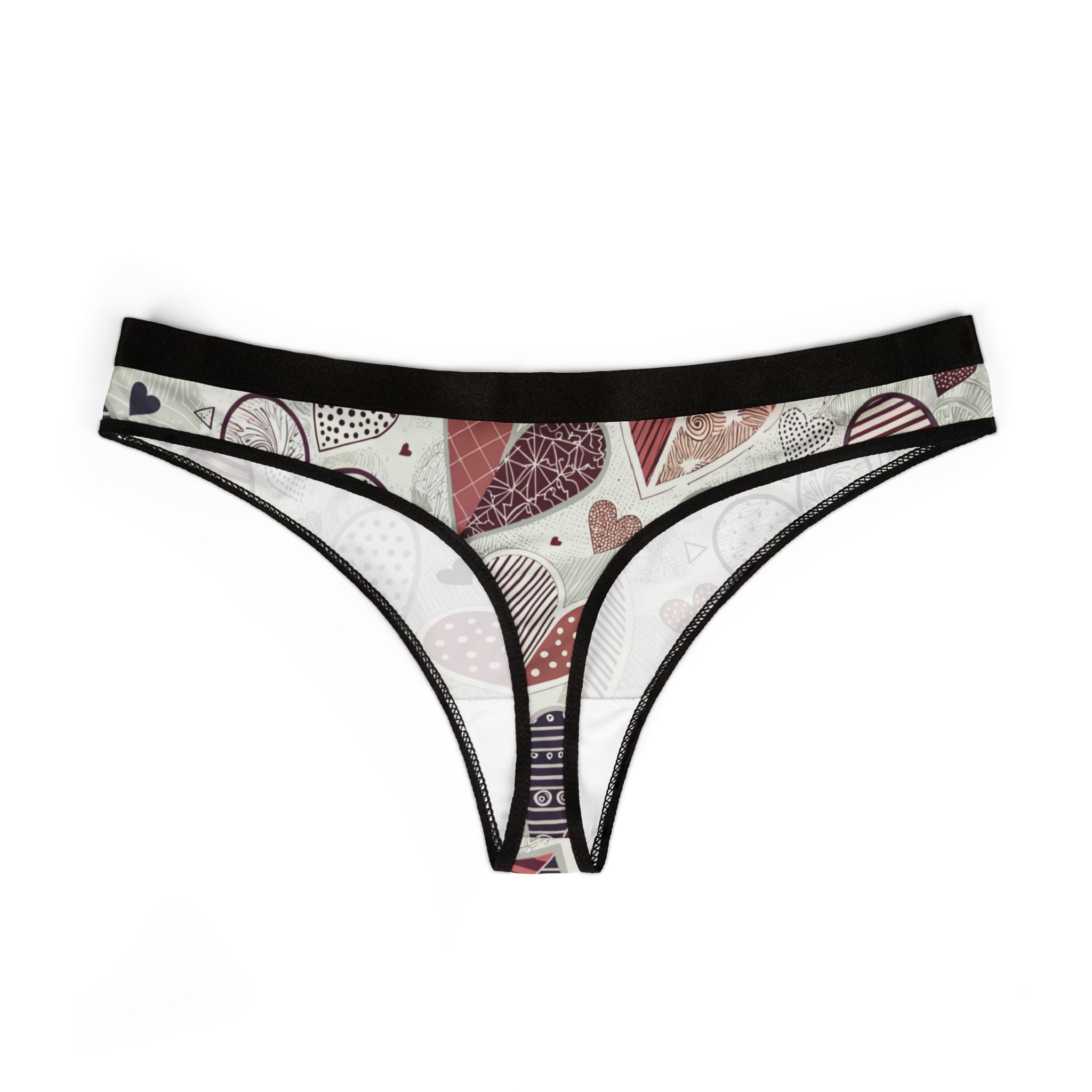 Women's thongs valentine heart retro three