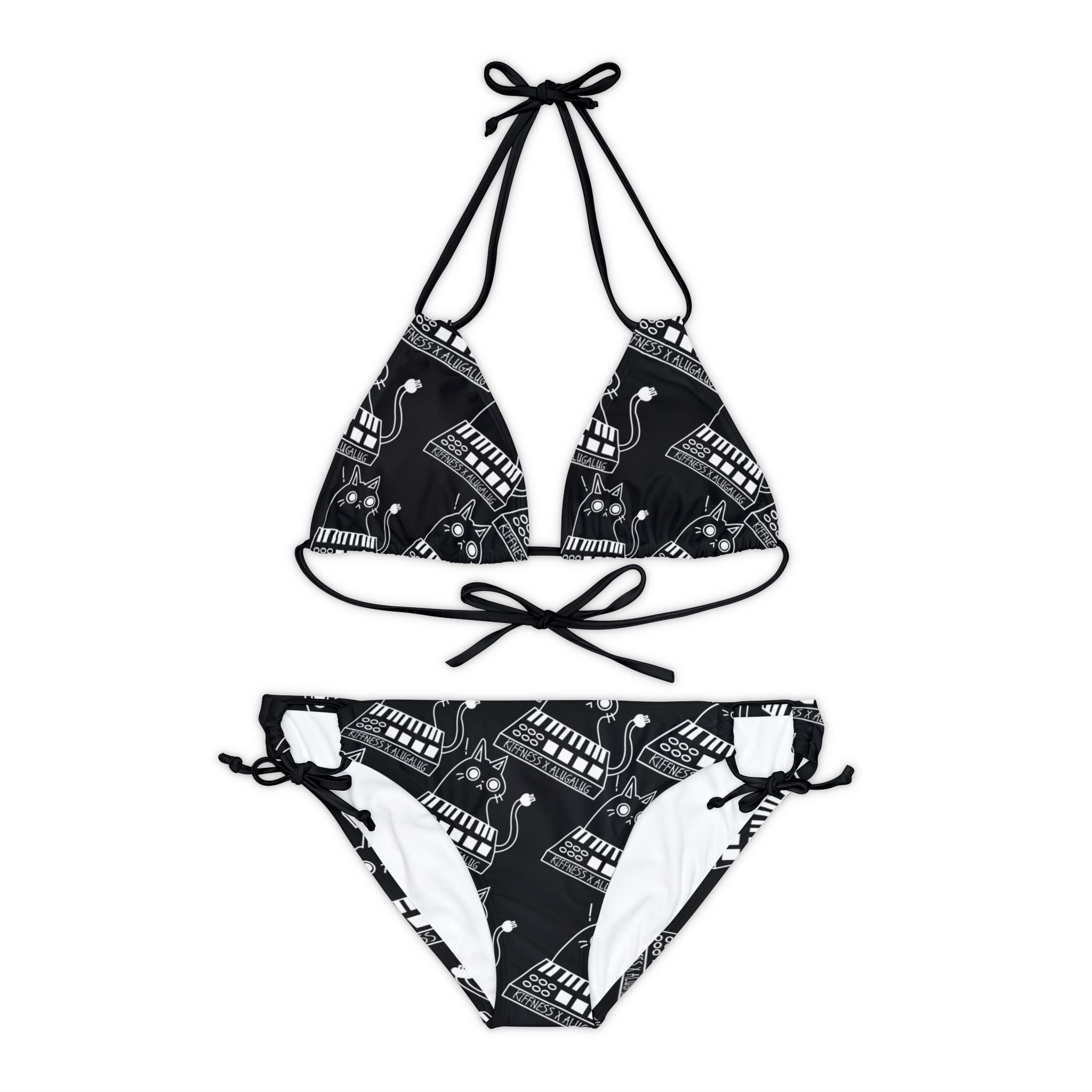 Strappy bikini set eating the cats meow meow the kiffness black