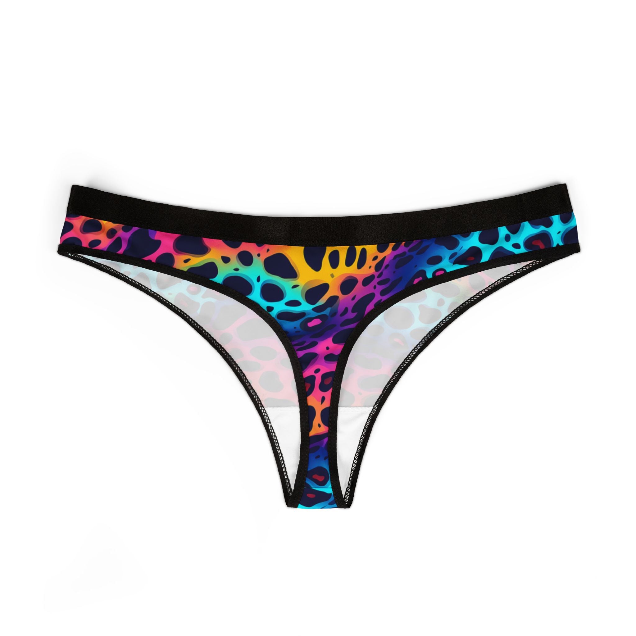 Women's thongs rainbow leopard