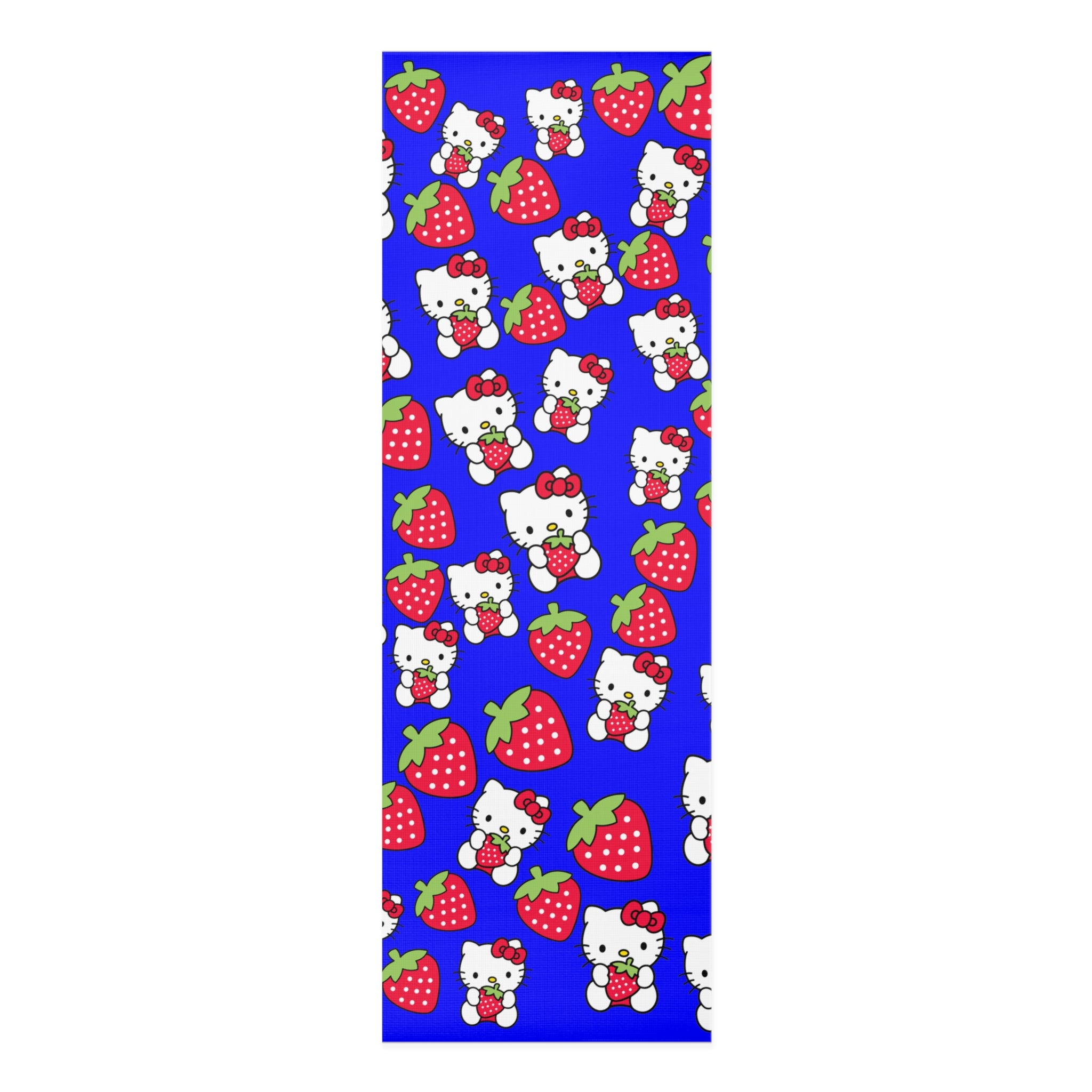 Foam yoga mat kitty strawberry valentine love blue