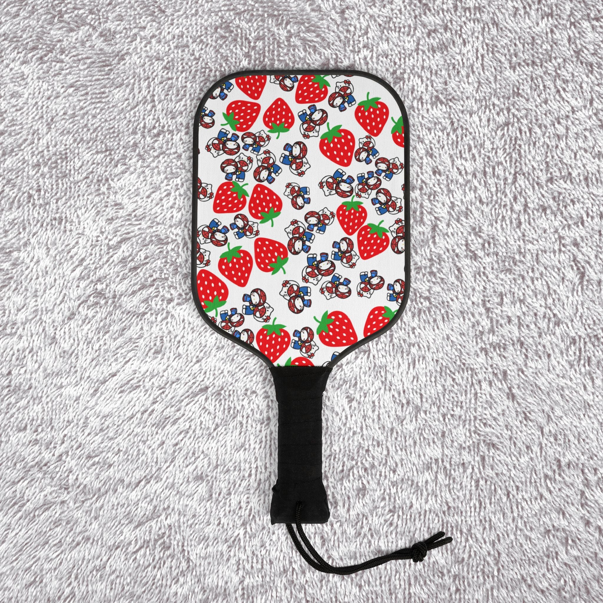 Pickleball kit (2 paddles + 2 balls + transparent bag) spider kitty strawberry white