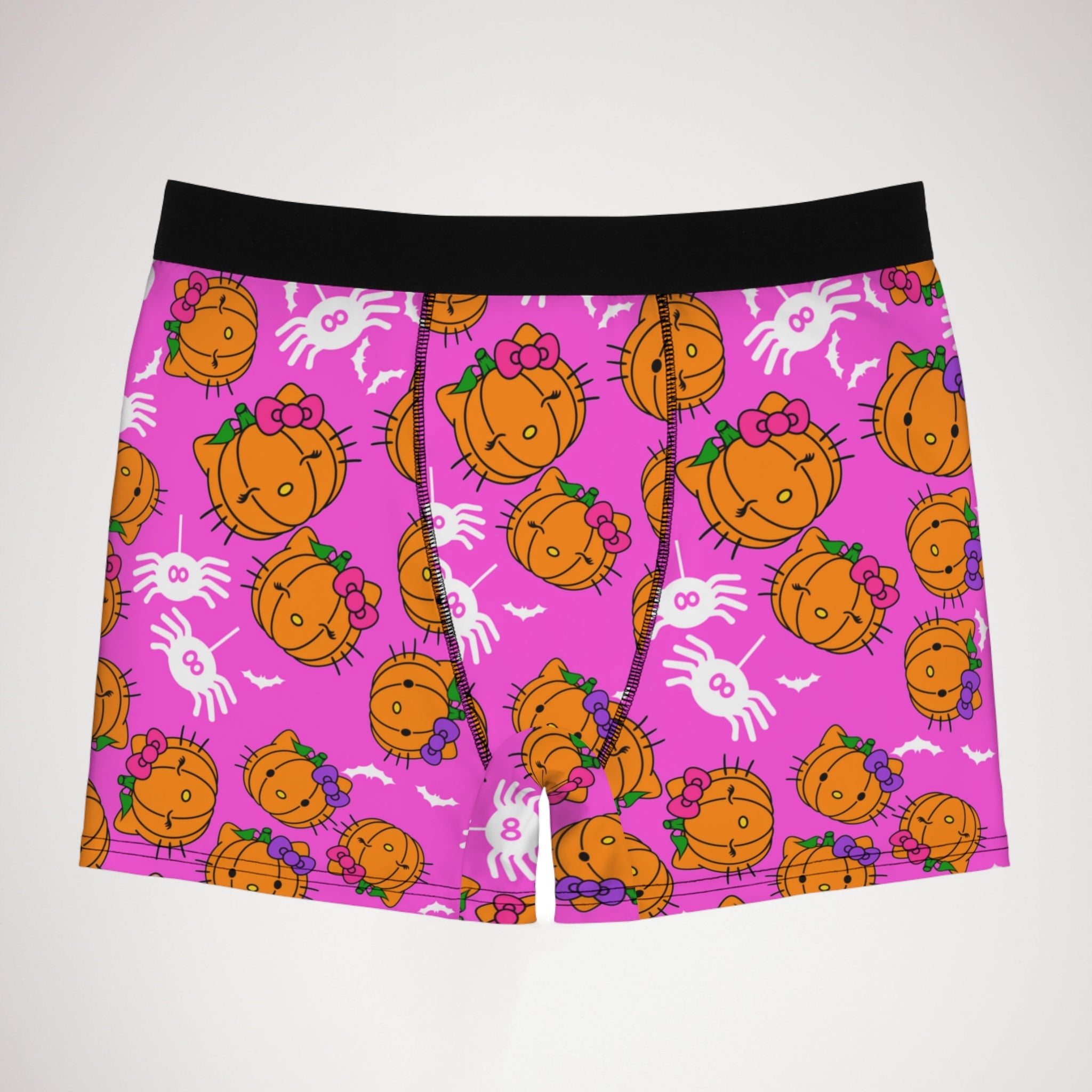 Men's boxer briefs double pumpkin kitty Halloween pink