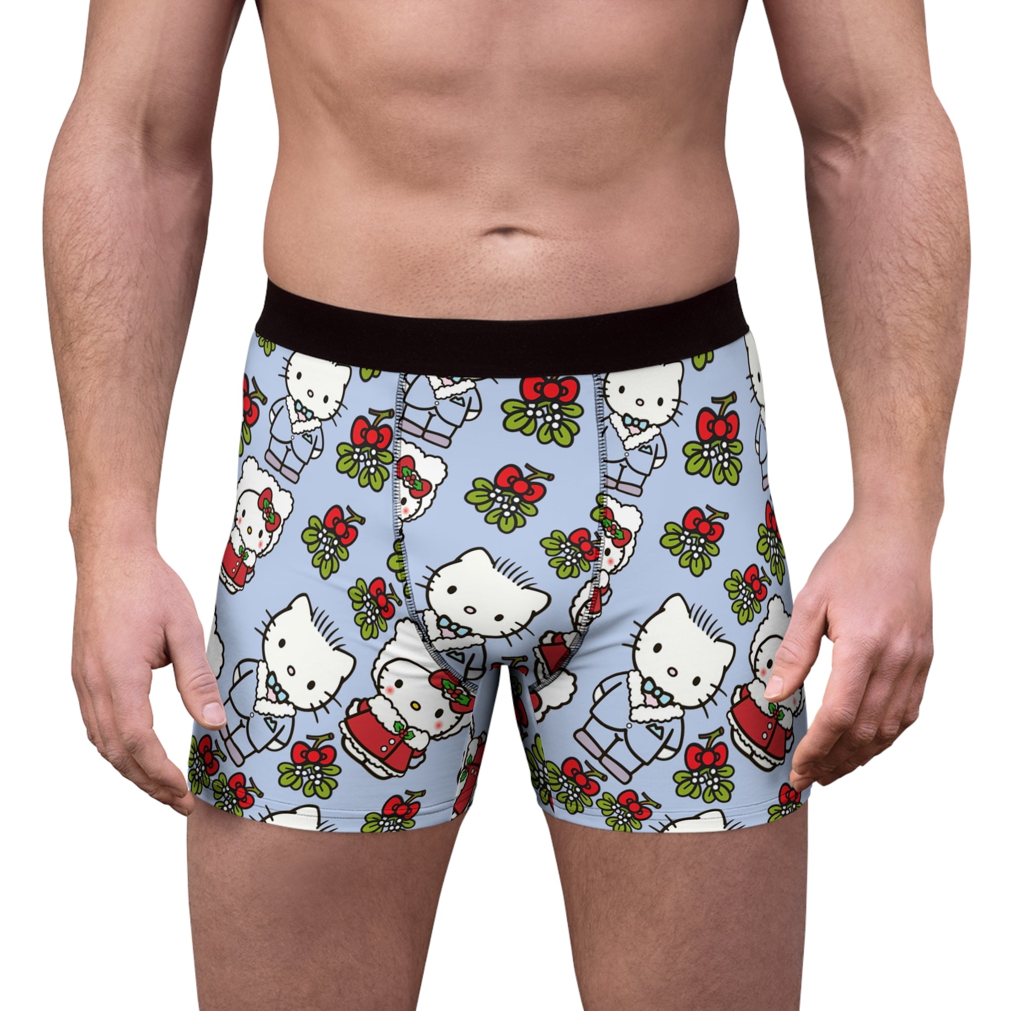 Men's boxer briefs kitty wedding valentine cyan