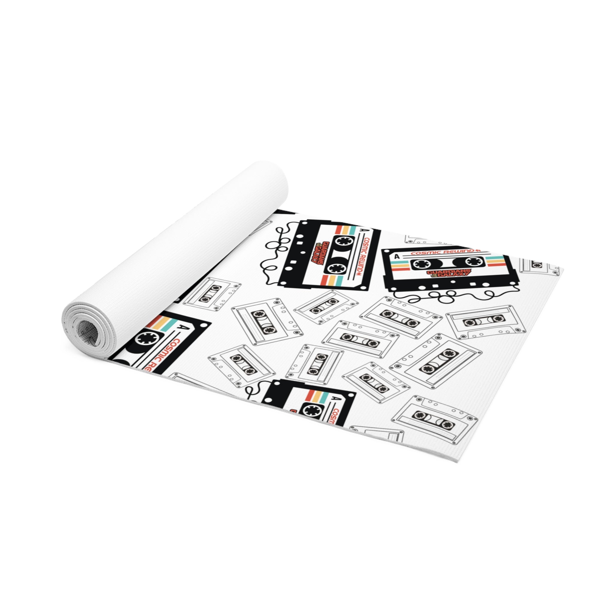 Foam yoga mat cosmic rewind cassette white