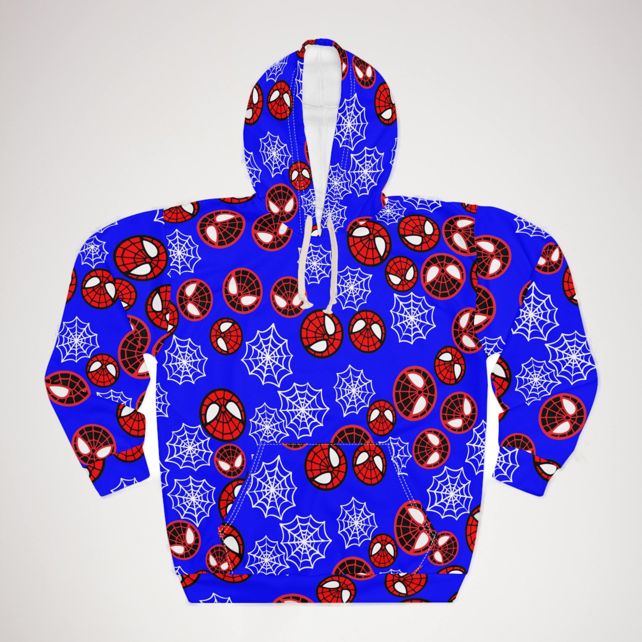 Unisex pullover hoodie spider circle web blue