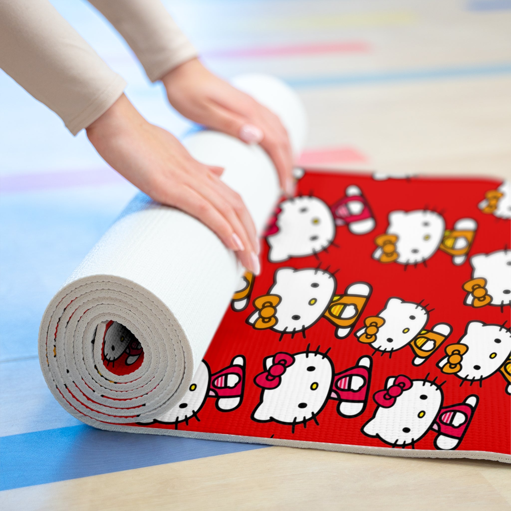 Foam yoga mat kitty two colors red