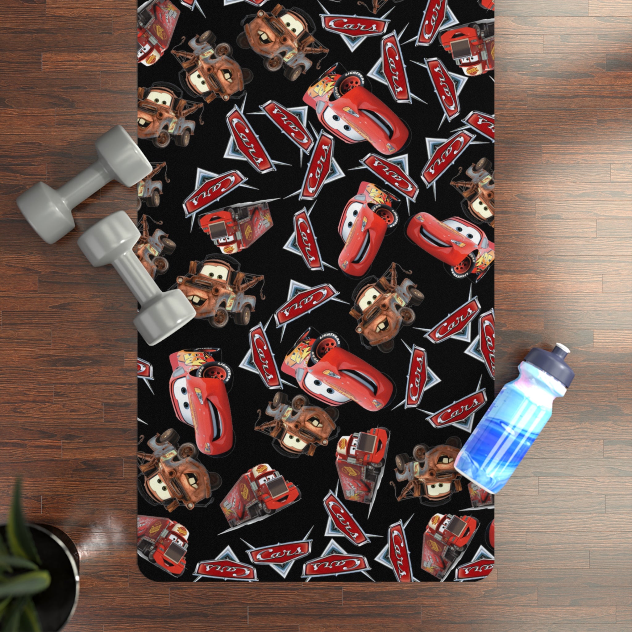 Rubber yoga mat mcqueen funny cars black